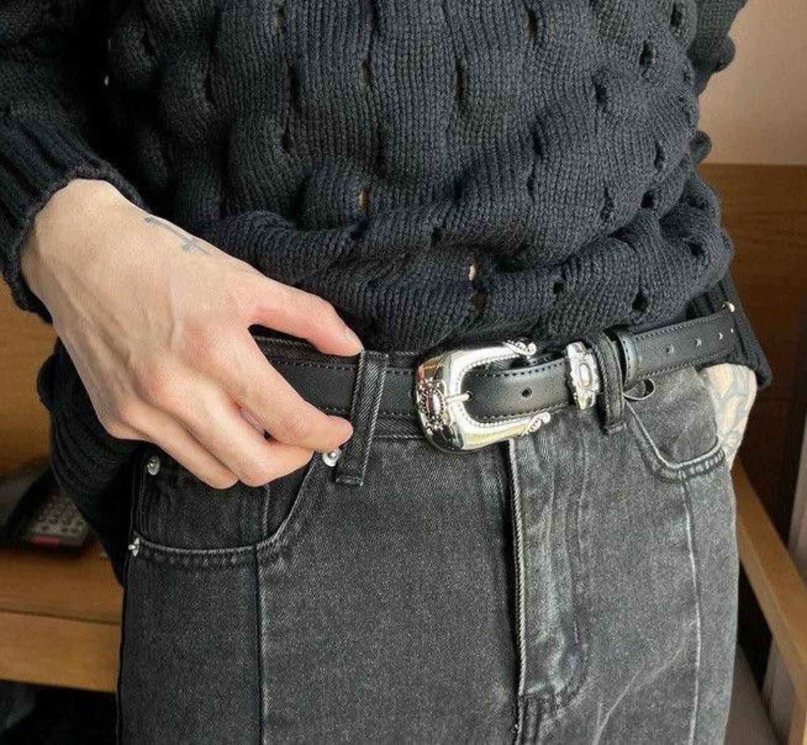 Jewelry Outdoor retro fashion carved buckle belt Size ONE SIZE - 3 Thumbnail