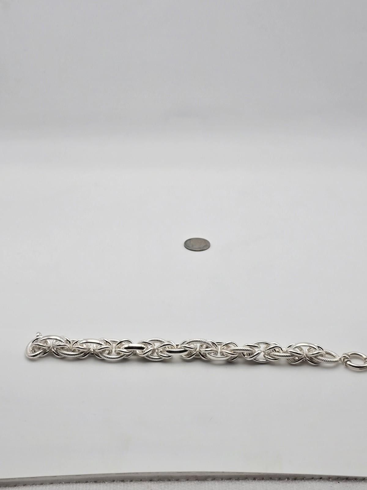 Chalk Line Byzantine Link Chain Bracelet Sterling Silver 7.75" Textured Size ONE SIZE - 5 Thumbnail