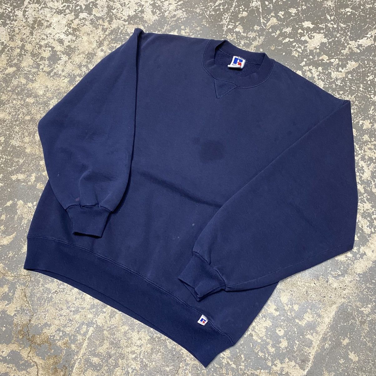Russell Athletic × Vintage Vintage Russell Athletic Navy Blank Boxy Crewneck Hoodie USA Size US L / EU 52-54 / 3 - 2 Thumbnail