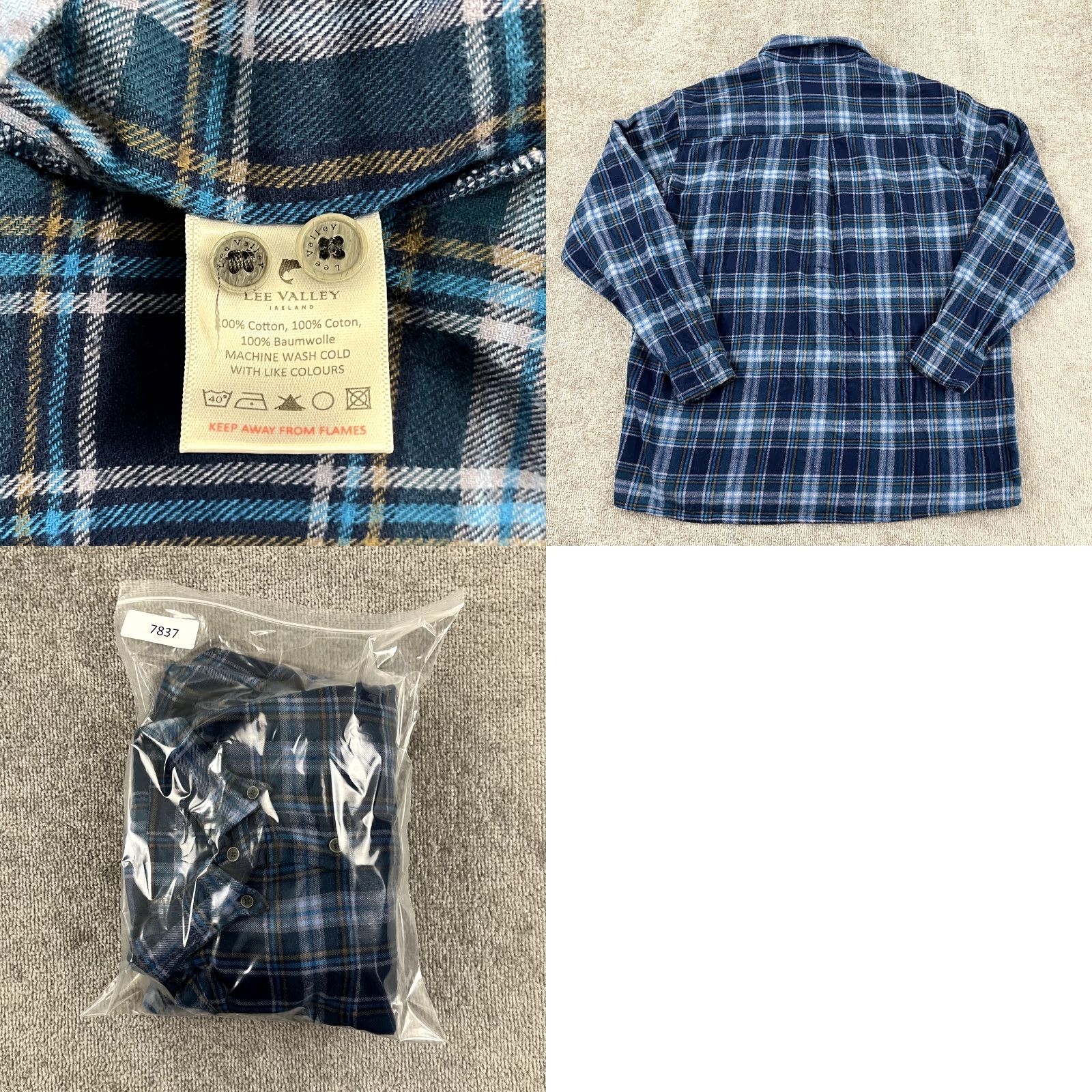 Lee VINTAGE Lee Valley Men's Flannel Shirt XL Blue Plaid Button-Down Ireland Casual Winter Size US XL / EU 56 / 4 - 8 Thumbnail