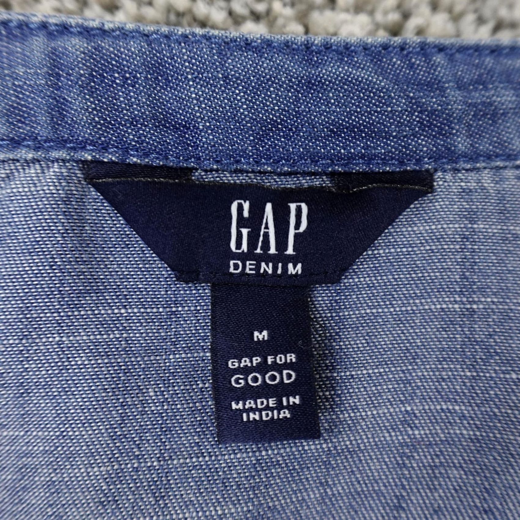 Gap GAP Shirt Womens M Blue Denim Ruffle Bell Sleeve V-Neck Tunic Peasant Boho Top Size M / US 6-8 / IT 42-44 - 3 Thumbnail