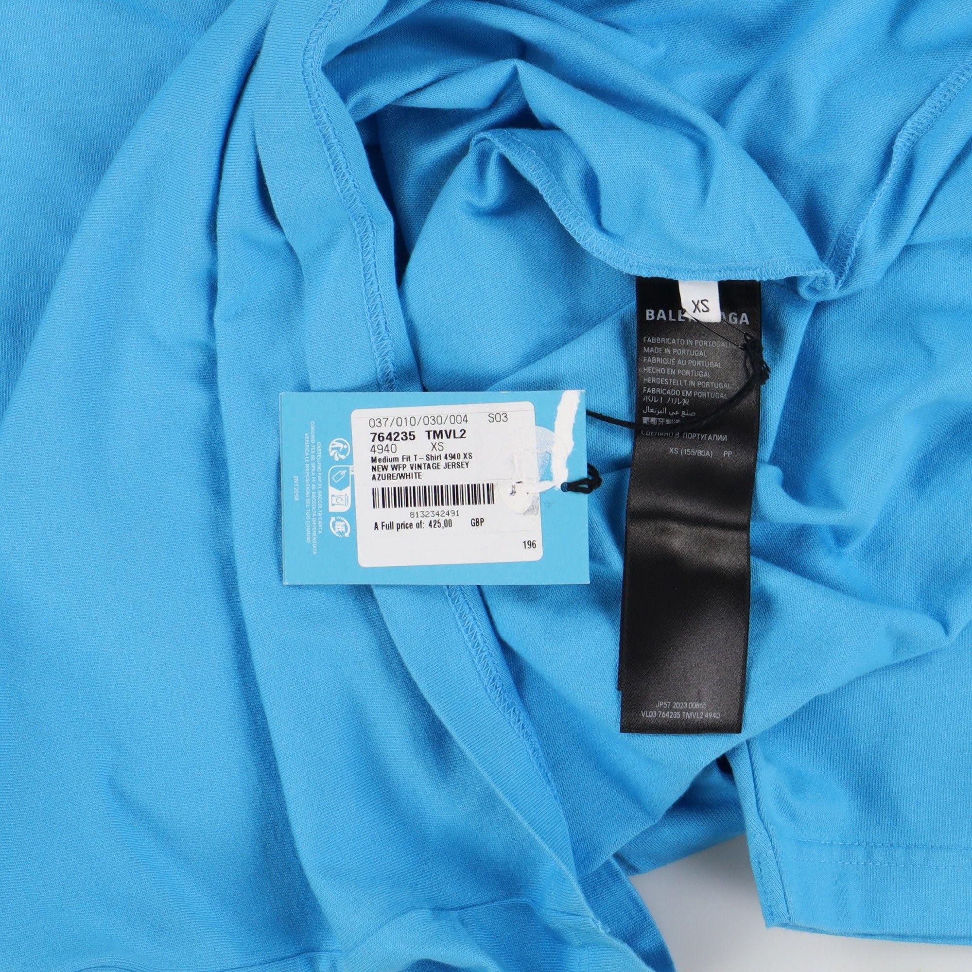 Balenciaga Azure Blue WFP Logo Oversized T-Shirt Size US XS / EU 42 / 0 - 6 Thumbnail