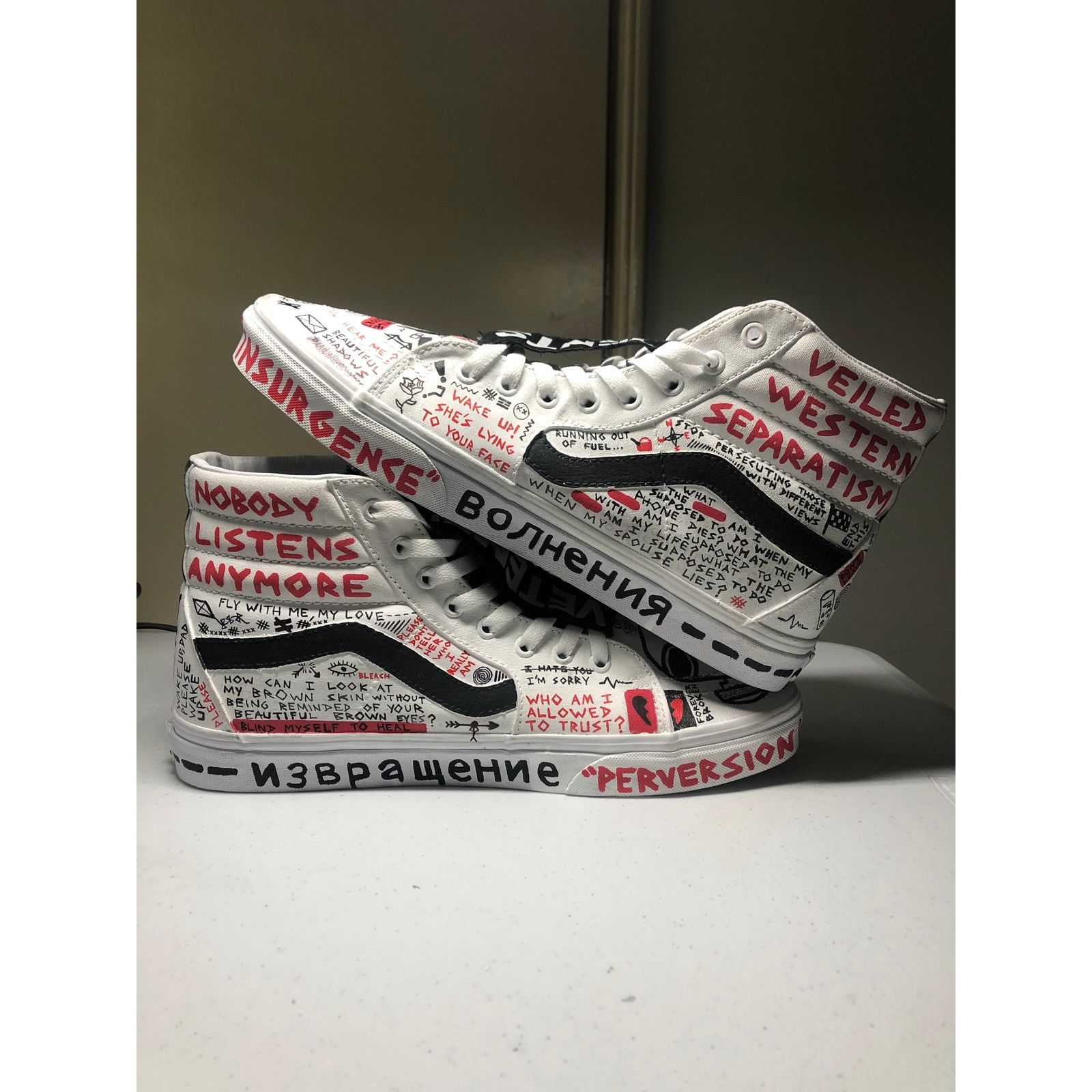 Vans Custom Hand Painted Vans Sk8-High, Size 11.5 Size US 11.5 / EU 44-45 - 4 Thumbnail