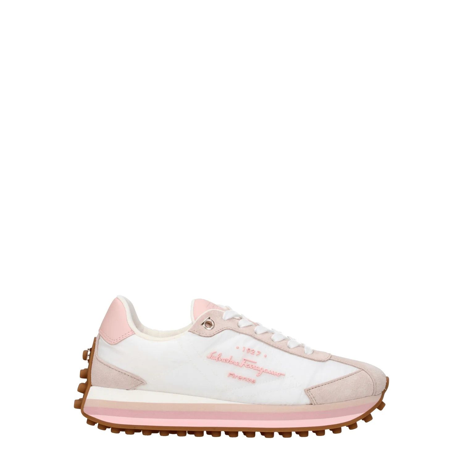 Salvatore Ferragamo ob1o1e1224 Fabric Sneakers in White Pink Size US 8 / IT 38 - 1 Thumbnail