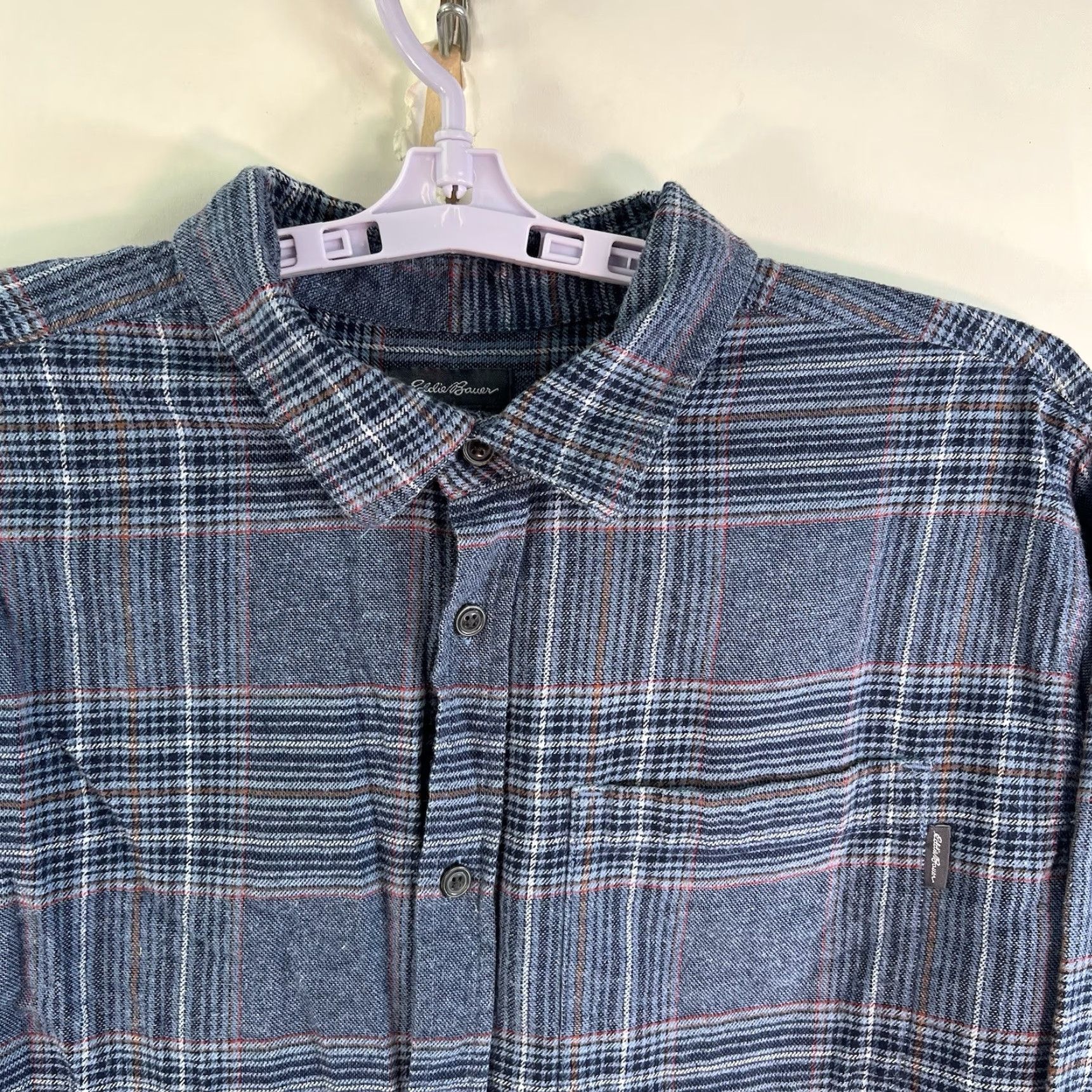 Eddie Bauer Eddie Bauer Plaid Flannel Button-Up Shirt Mens 2XL Blue Size US XXL / EU 58 / 5 - 4 Thumbnail