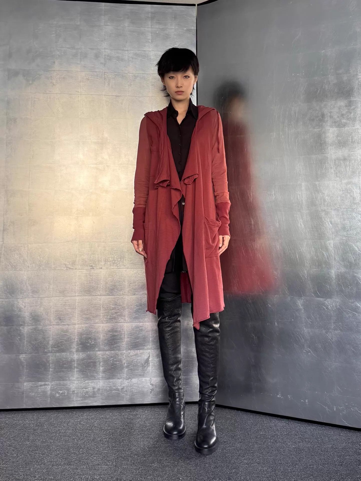 Vintage Vintage Italian Wasteland Brick Red Hooded Long Jacket L Size L / US 10 / IT 46 - 5 Thumbnail