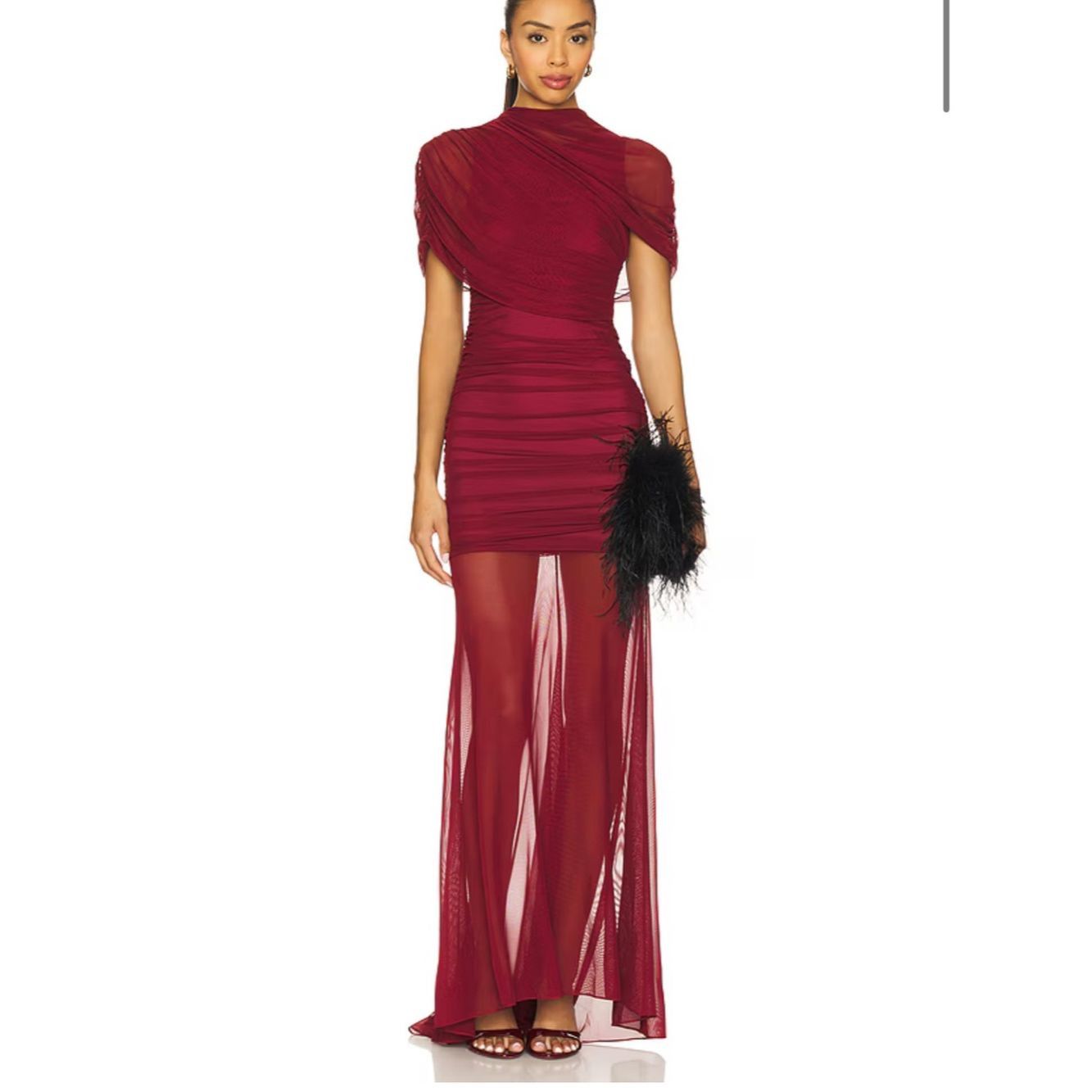 Amanda Uprichard Amanda Uprichard REVOLVE Evianna Mesh Gown in Burgundy XS D Size XS / US 0-2 / IT 36-38 - 1 Thumbnail