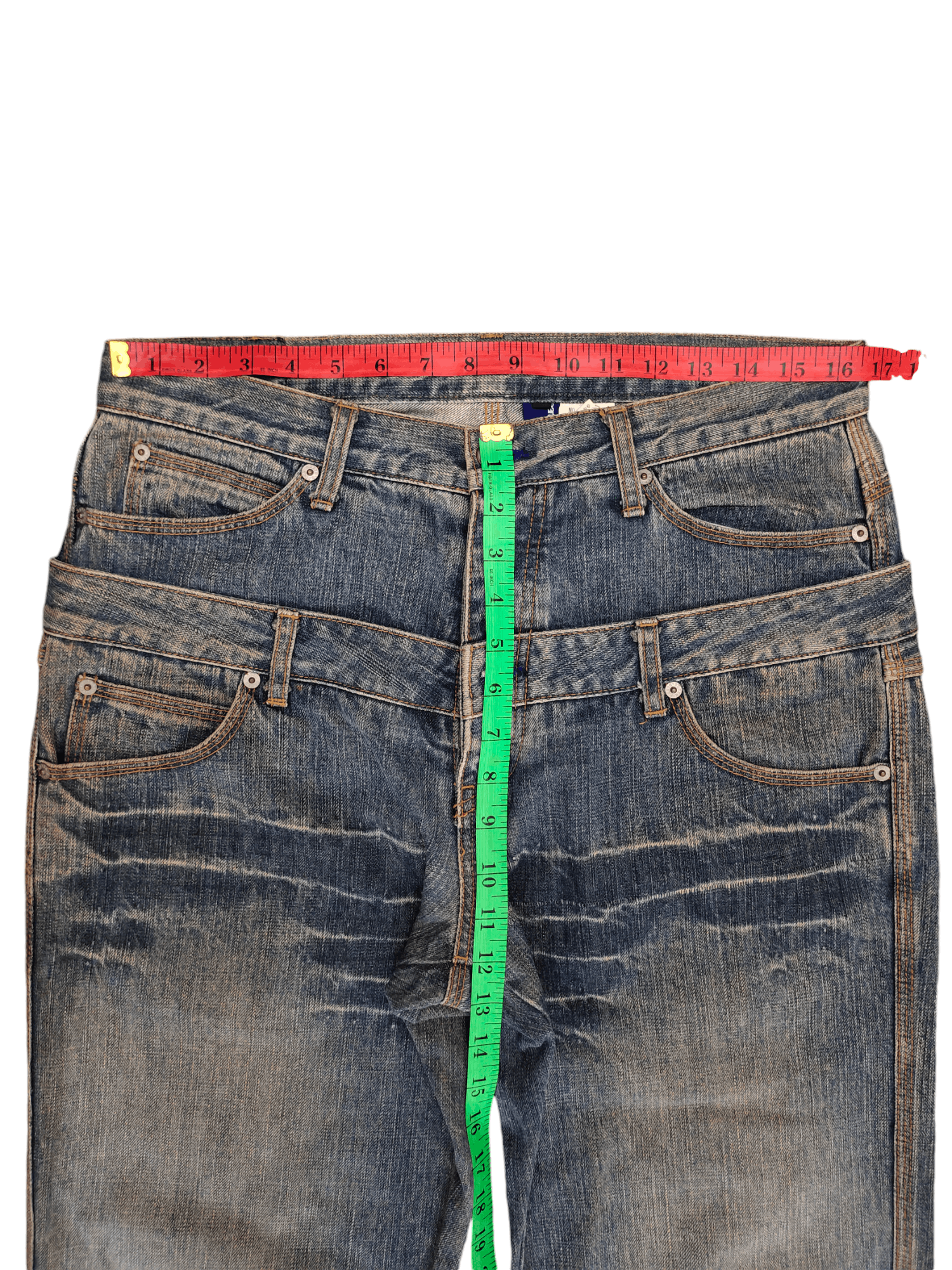 Japanese Brand Baggy Jeans Earth Music Double Waist Denim Wide Leg Y2k Jnco Size US 33 - 8 Thumbnail