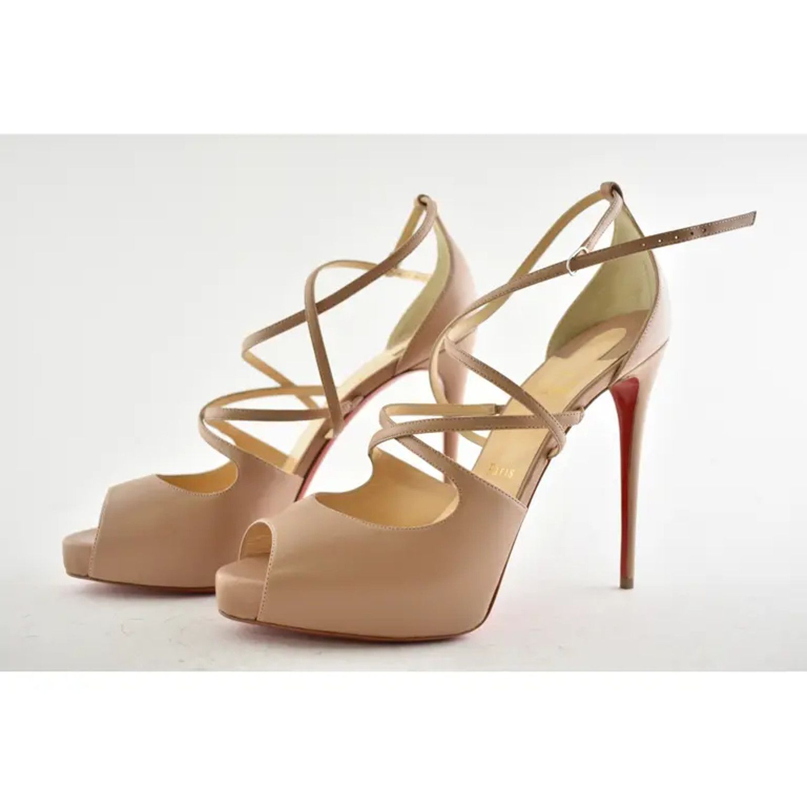 Christian Louboutin Holly Alta 120 Nude Criss Cross Strap Sandal Heel Pump 42 Size US 12 / IT 42 - 8 Thumbnail