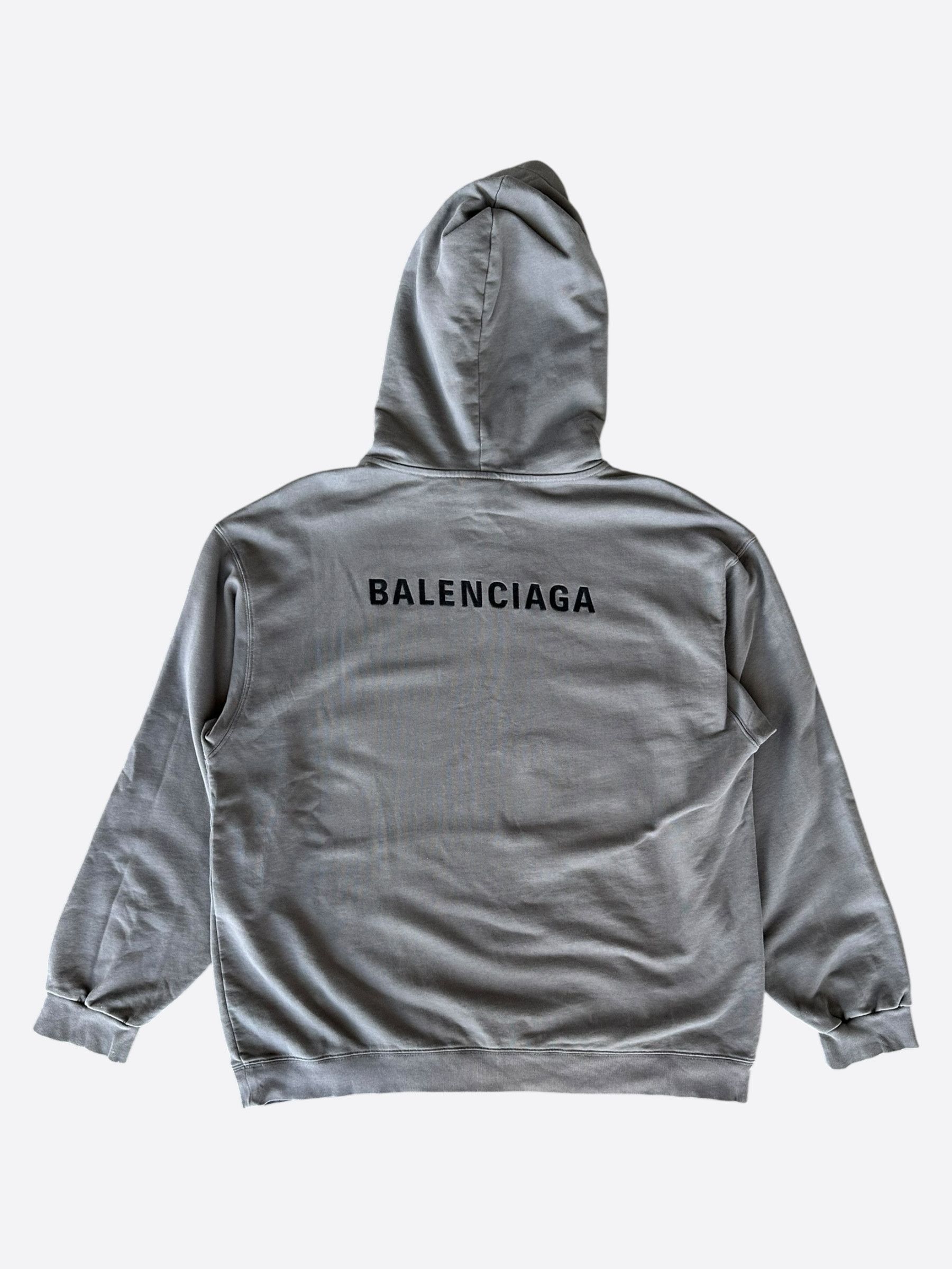 Balenciaga Balenciaga Grey & Black Embroidered Logo Hoodie Size US XXL / EU 58 / 5 - 2 Thumbnail