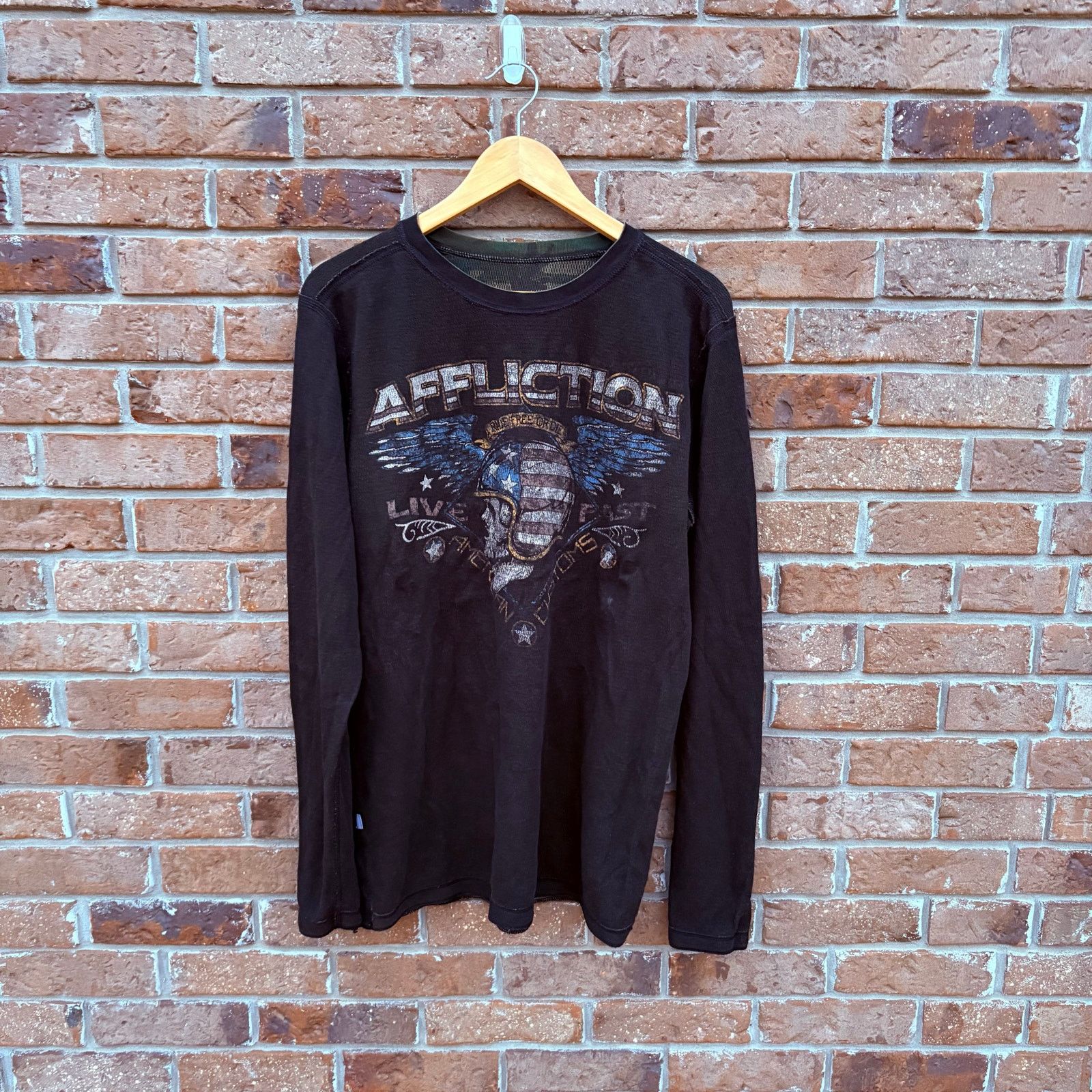Affliction Crazy Vintage Reversible Affliction Knit Shirt XL Size US XL / EU 56 / 4 - 1 Thumbnail
