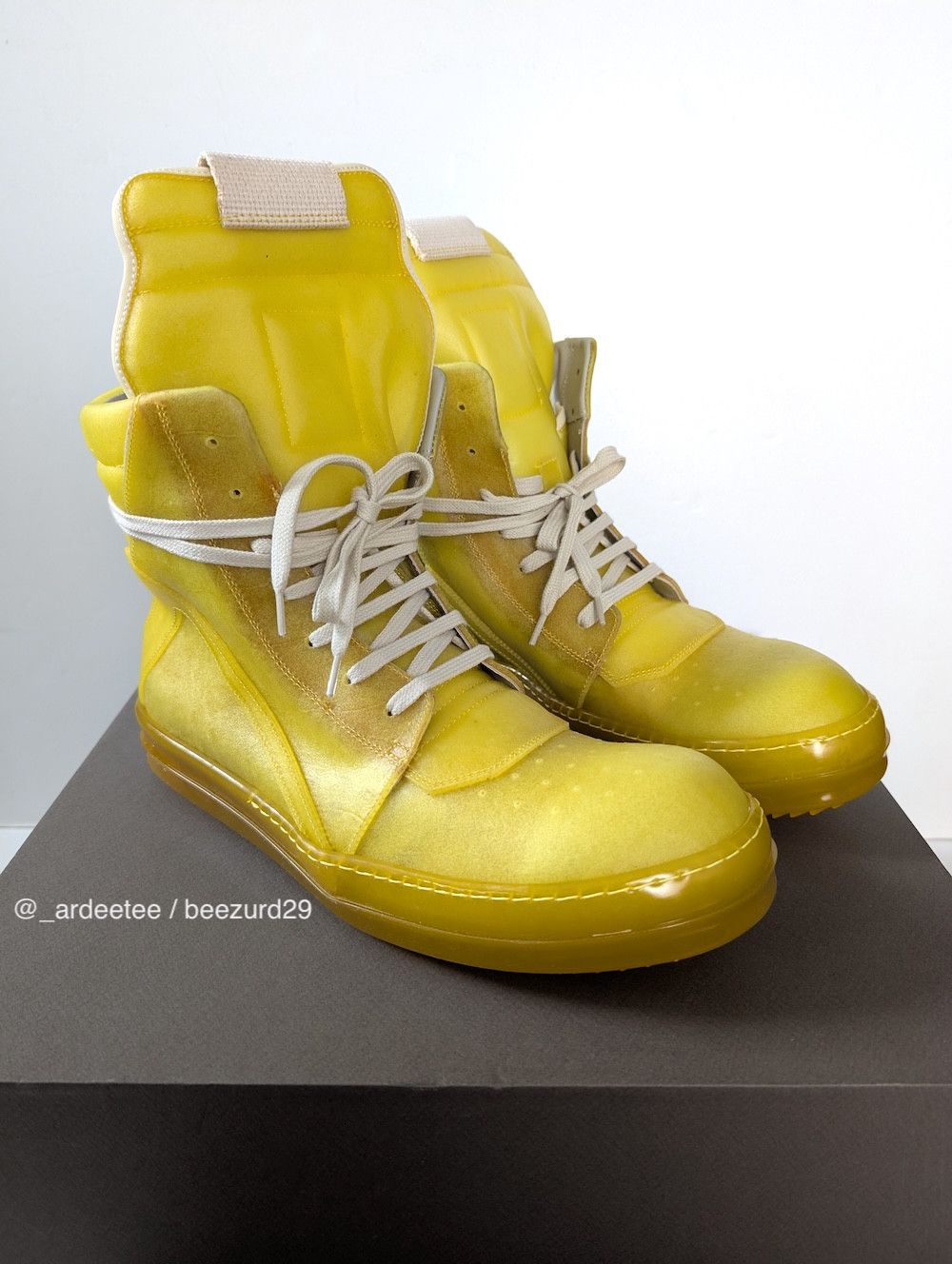 Rick Owens *NEW* APPARITION SEMI-TRANSPARENT LEATHER GEOBASKET SNEAKERS Size US 9 / EU 42 - 5 Thumbnail