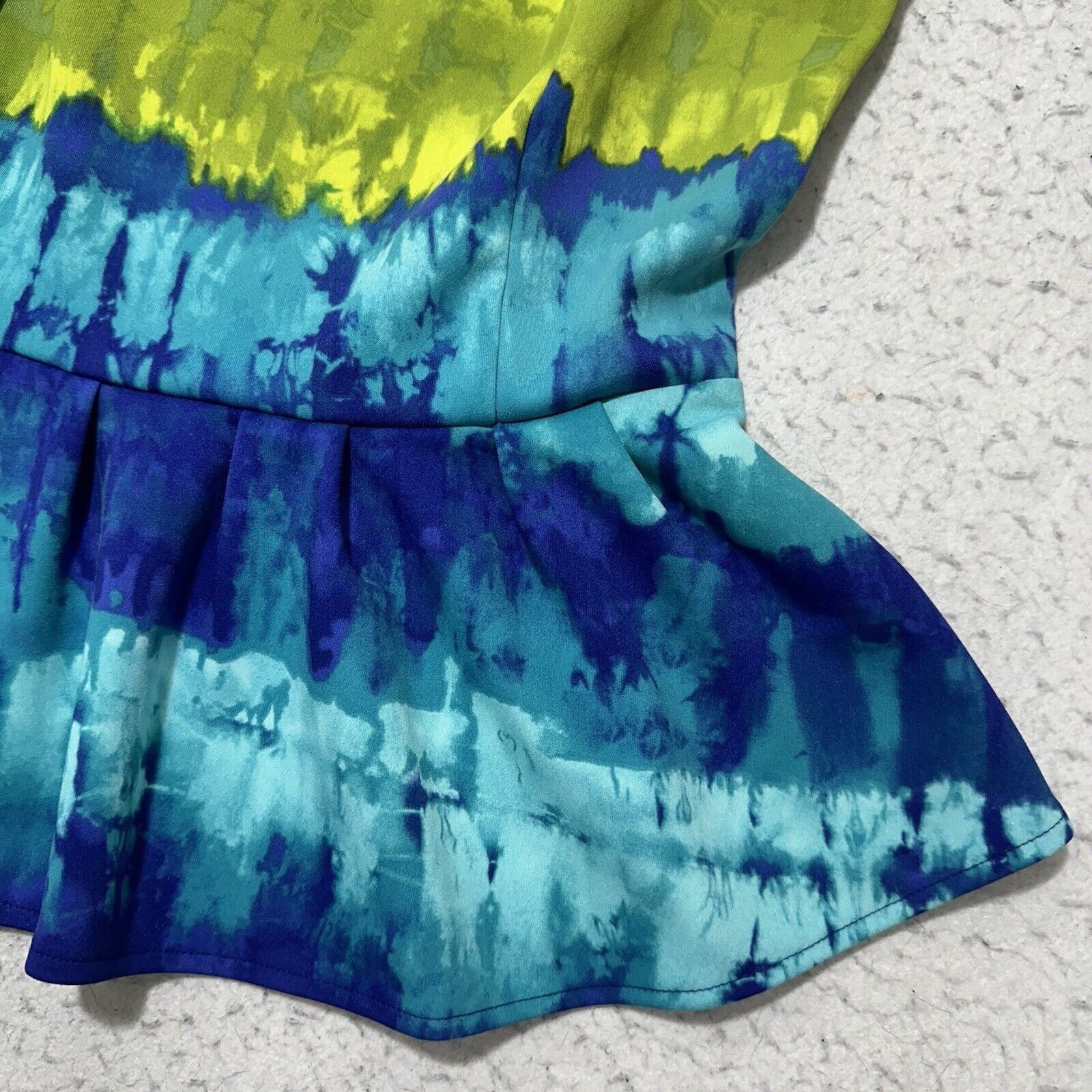 Worthington Worthington Medium Green Blue Tie Dye Peplum Blouse Size M / US 6-8 / IT 42-44 - 5 Thumbnail