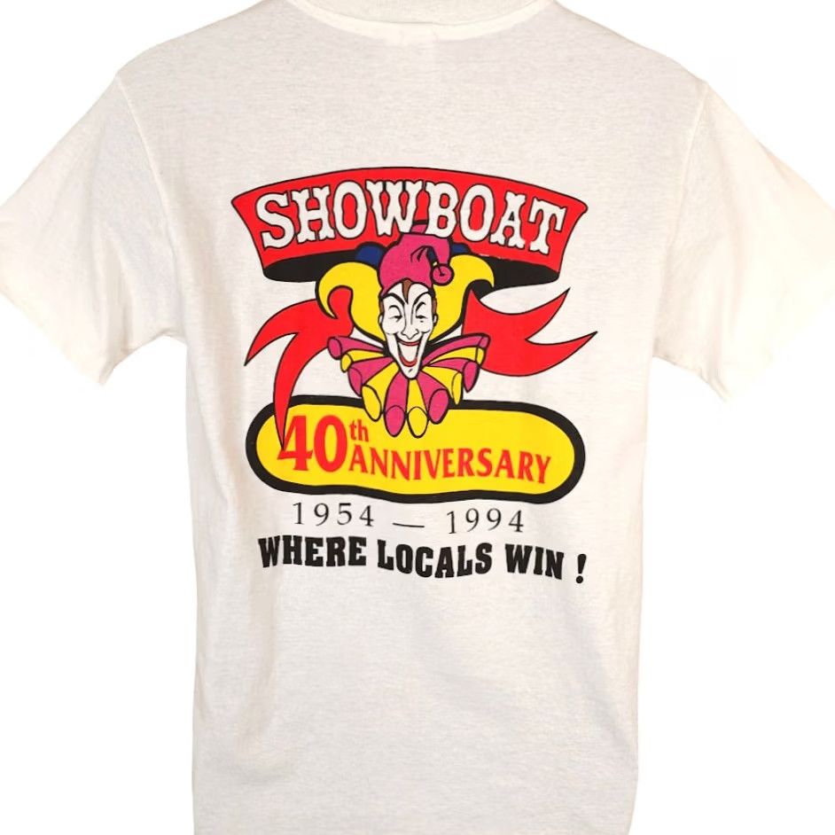 Hanes VINTAGE Hanes Showboat Casino T Shirt Mens Size M White 90s CLOSED Made In USA Mens Size US M / EU 48-50 / 2 - 4 Thumbnail