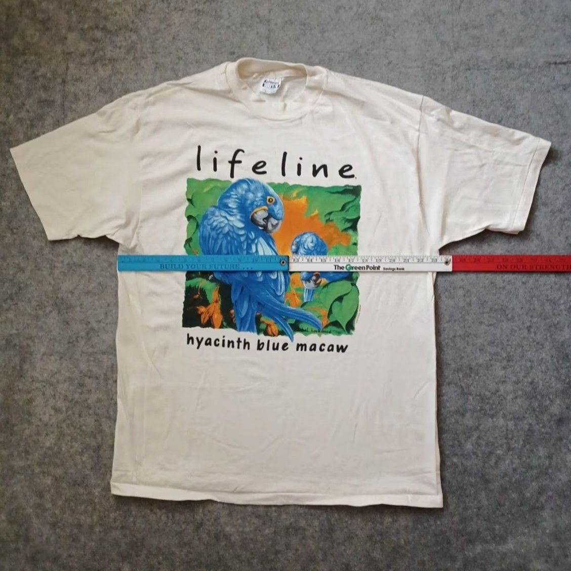 Hanes VINTAGE Hanes Lifeline T Shirt Mens XL Ivory Macaw Winterland 1992 Hanes Beefy-T Animals USA Shirt Mens XL Ivory Macaw 1990s Size US XL / EU 56 / 4 - 4 Thumbnail