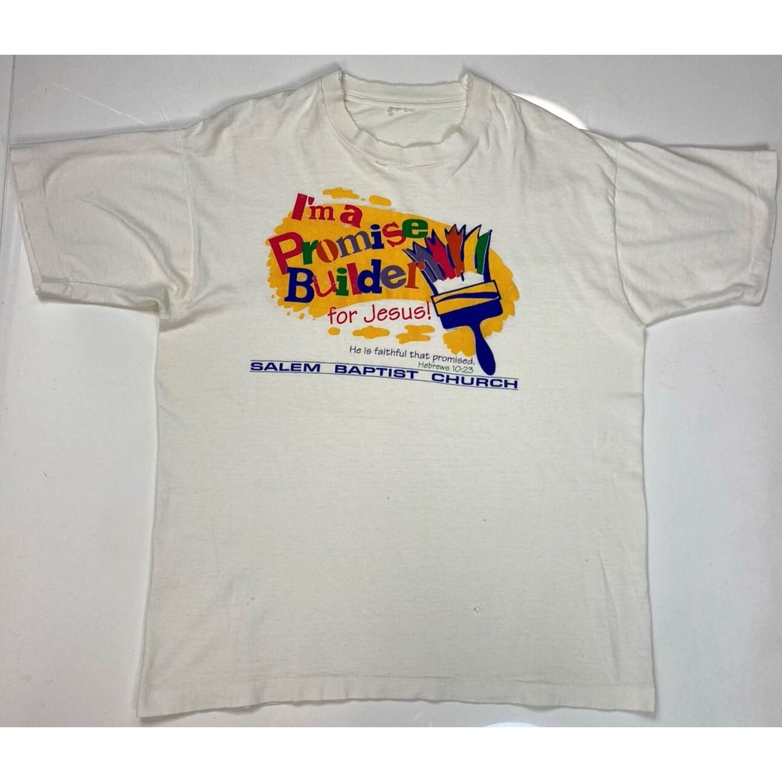Vintage VINTAGE Jesus T-shirt Men Large 90s Graphic Print Cotton White Crew Neck Short Sleeve Logo Size US L / EU 52-54 / 3 - 2 Thumbnail