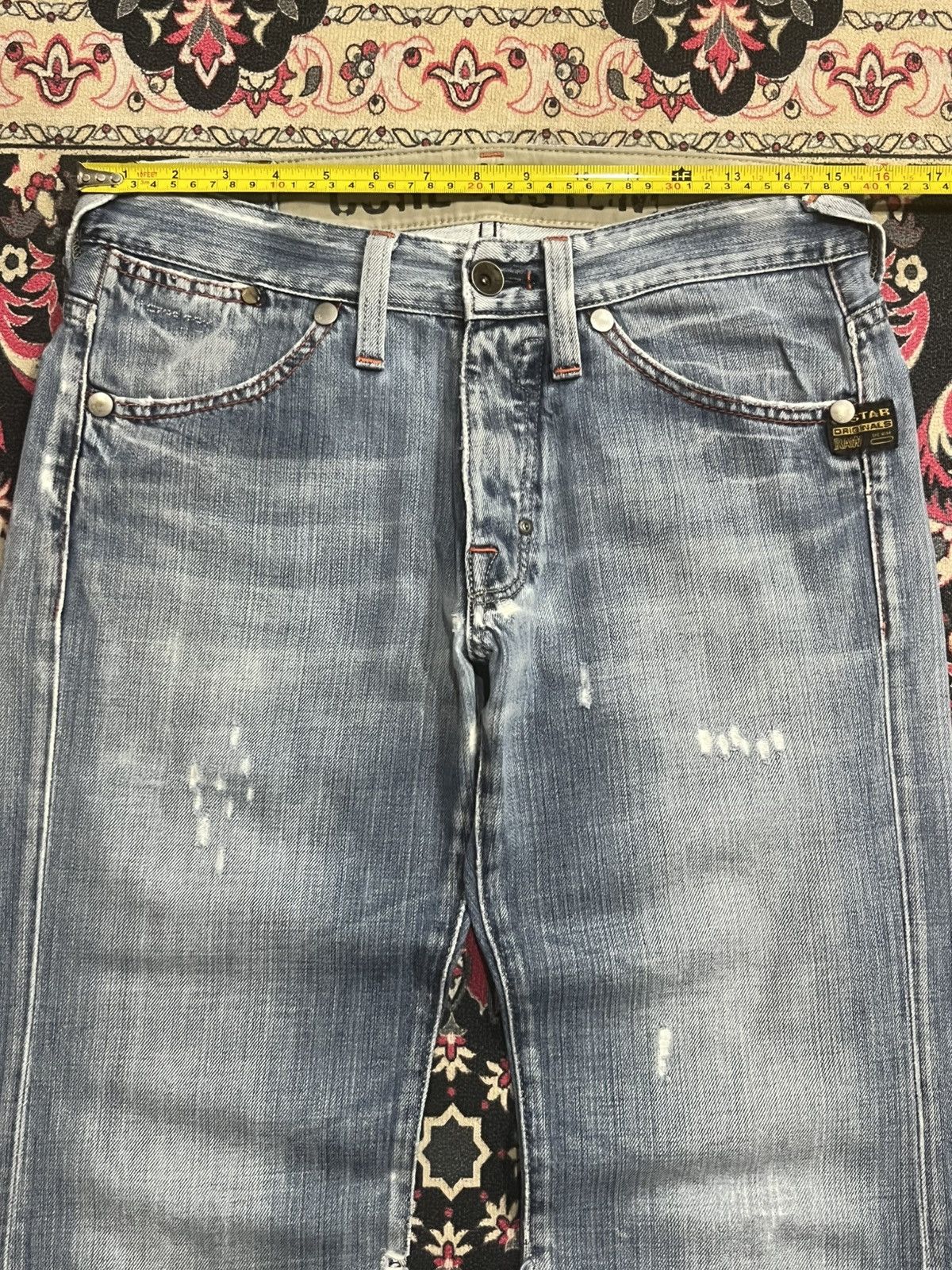 G-Star Vintage G-Star Raw Light Blue Washed Fringe Flare Jeans Size US 30 / EU 46 - 17 Thumbnail