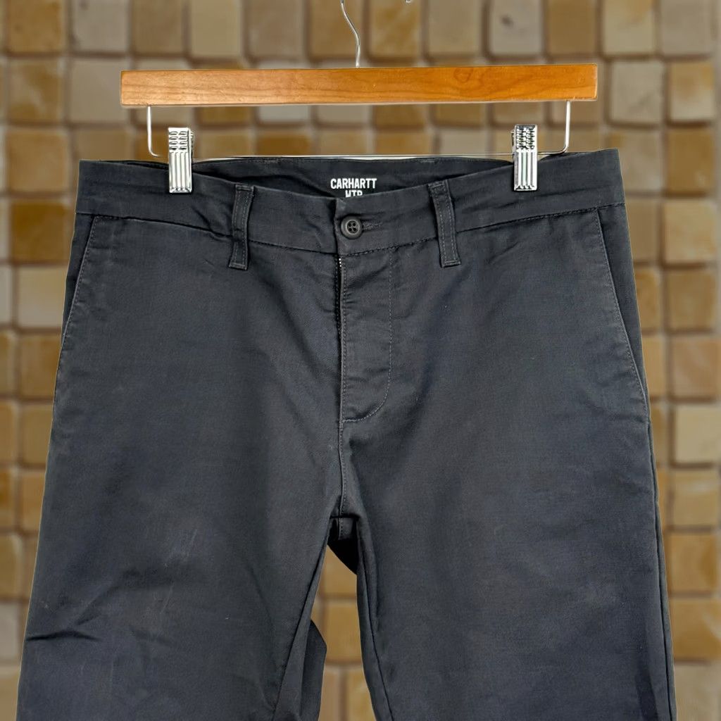 Carhartt Carhartt WIP Sid Pants Mens 31x32 Gray Flat Front Chino Casual Workwear Size US 31 - 1 Thumbnail