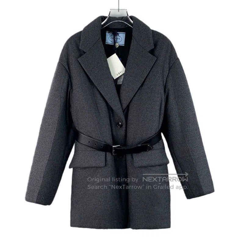 Prada Prada 22 dark gray cashmere lapel single-breasted long-sle Size XXS / US 00 / IT 34 - 1 Thumbnail