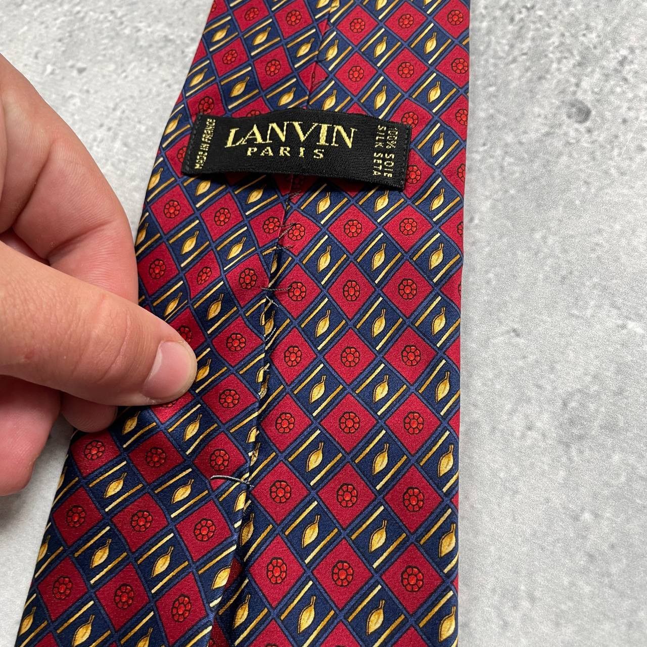 Designer × Lanvin × Vintage Vintage 90s Lanvin Paris Silk Tie Red Size ONE SIZE - 11 Thumbnail