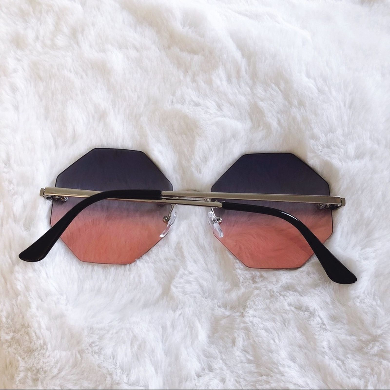 Other Alaiya Blue & Pink Octogonal Ombre Sunglasses Size ONE SIZE - 9 Thumbnail