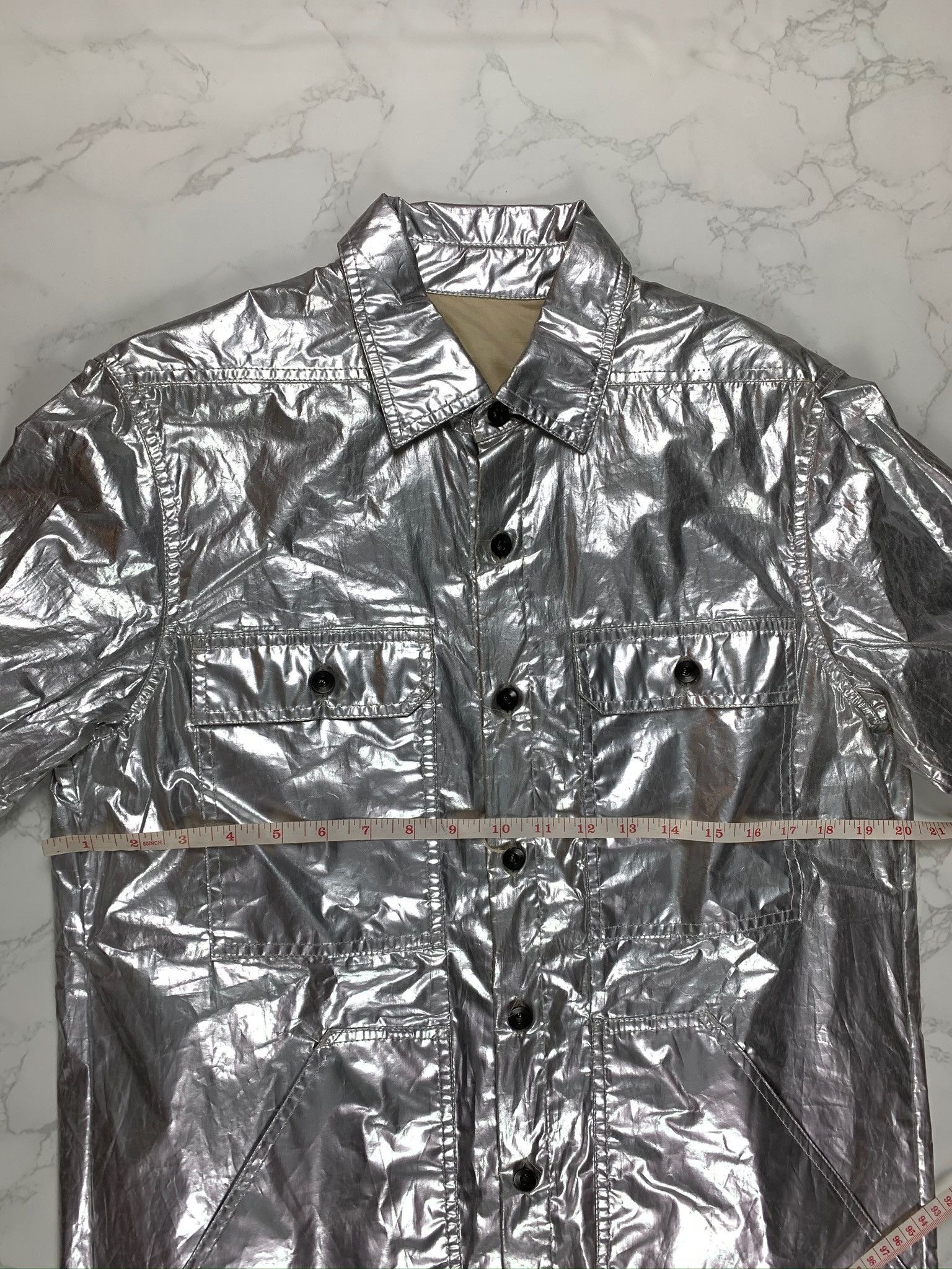 Rick Owens × Rick Owens Drkshdw 🔥80% OFF🔥 Rick Owens Silver Cargo Pocket Overshirt Size US XS / EU 42 / 0 - 4 Thumbnail