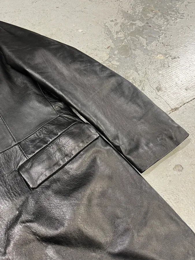Gianfranco Ferre 2000s Gianfranco Ferré Black Matrix Long Trench Leather Jacket Size US L / EU 52-54 / 3 - 5 Thumbnail