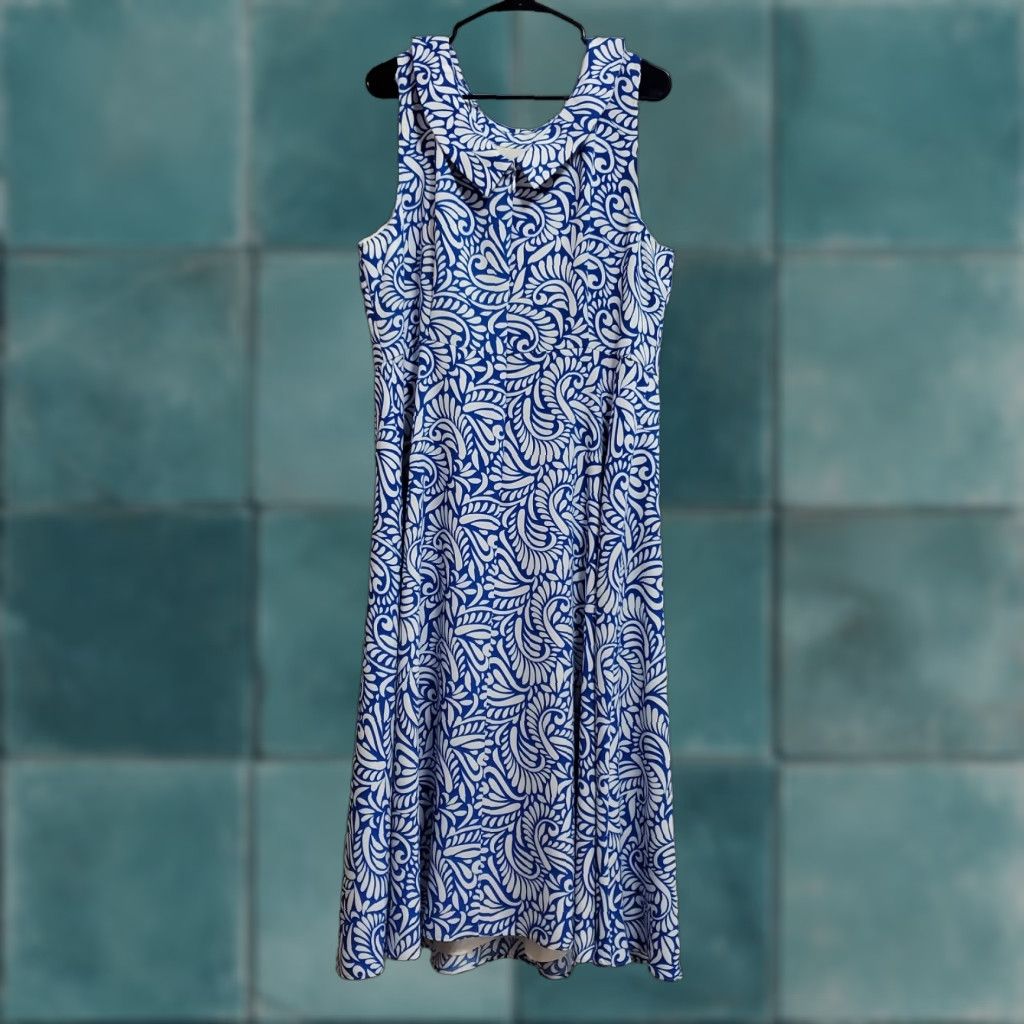 Boden Boden Dress Women 16/18R Blue White Paisley Clarissa Midi Sleeveless Lined Size XXL / US 16-18 / IT 52-54 - 1 Thumbnail