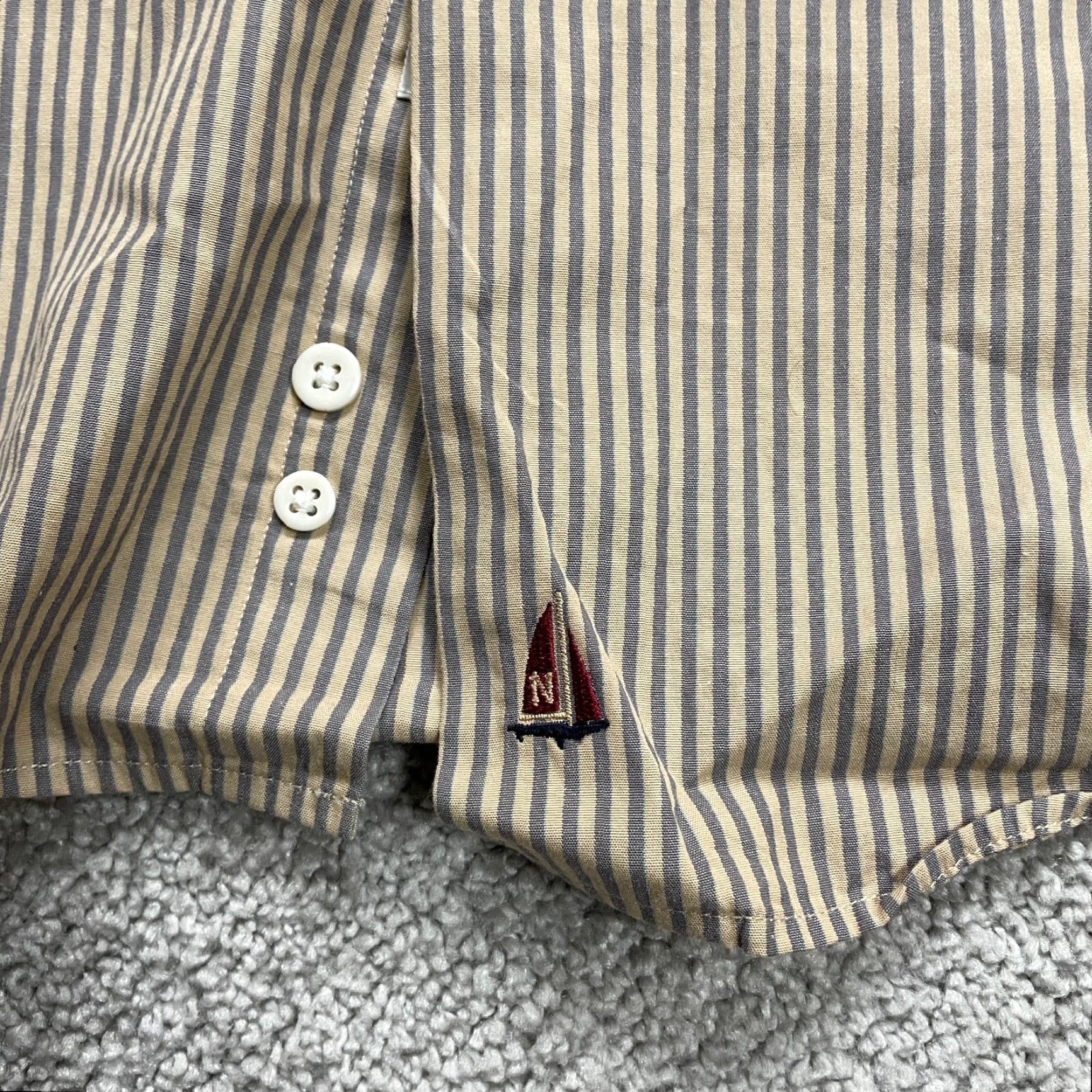 Nordstrom NORDSTROM Dress Shirt Brown Striped Button-Up Long Sleeve 34 Regular Mens Size XXS / US 00 / IT 34 - 5 Thumbnail