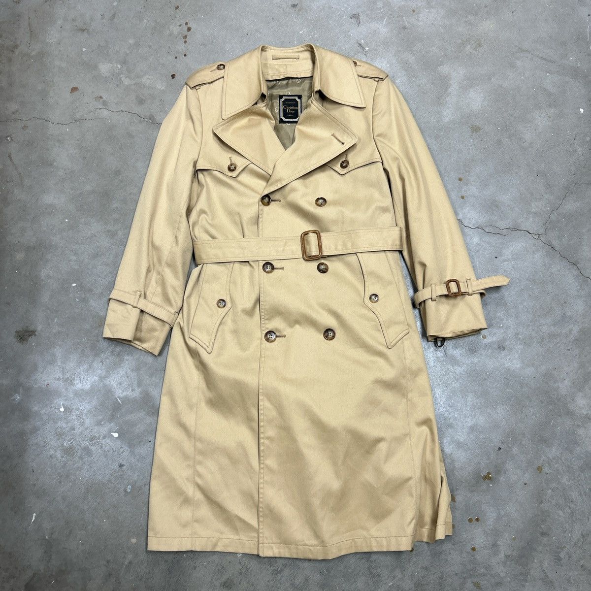 image of Christian Dior Monsieur x Vintage Christian Dior Trench Coat in Tan, Men's (Size Medium)