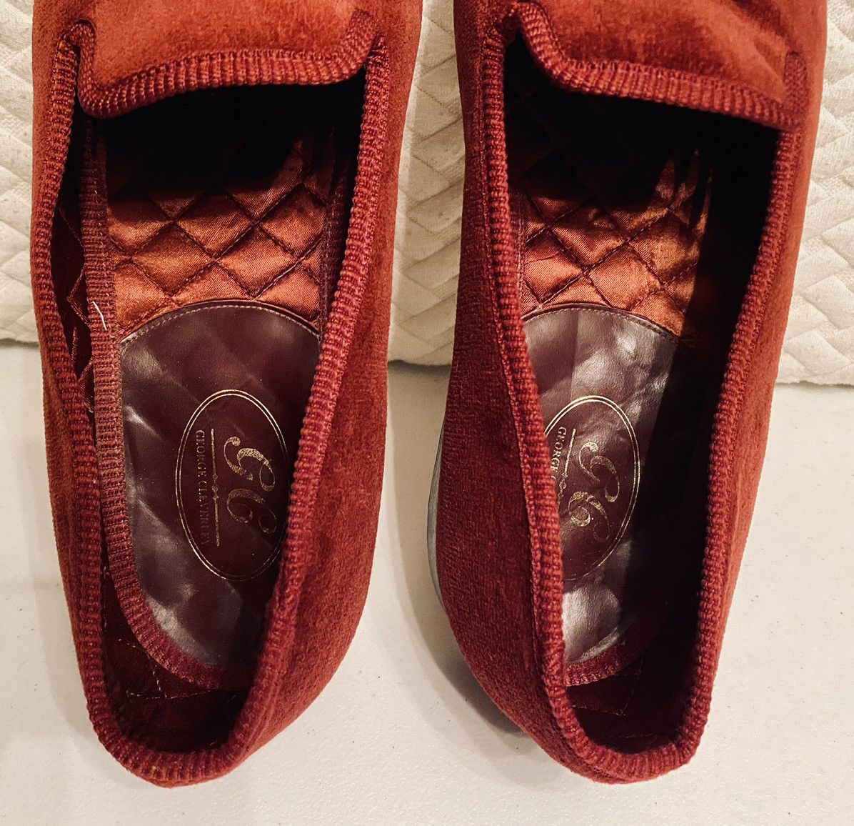 George Cleverley GEORGE CLEVERLEY 🏴󠁧󠁢󠁥󠁮󠁧󠁿 RED VELVET ALBERT SATIN QUILT LOAFER 12 Size US 12 / EU 45 - 15 Thumbnail