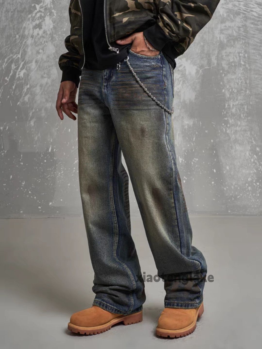 Jean × Vintage washed faded stain grunge rusty loose baggy jeans Size US 32 / EU 48 - 3 Thumbnail