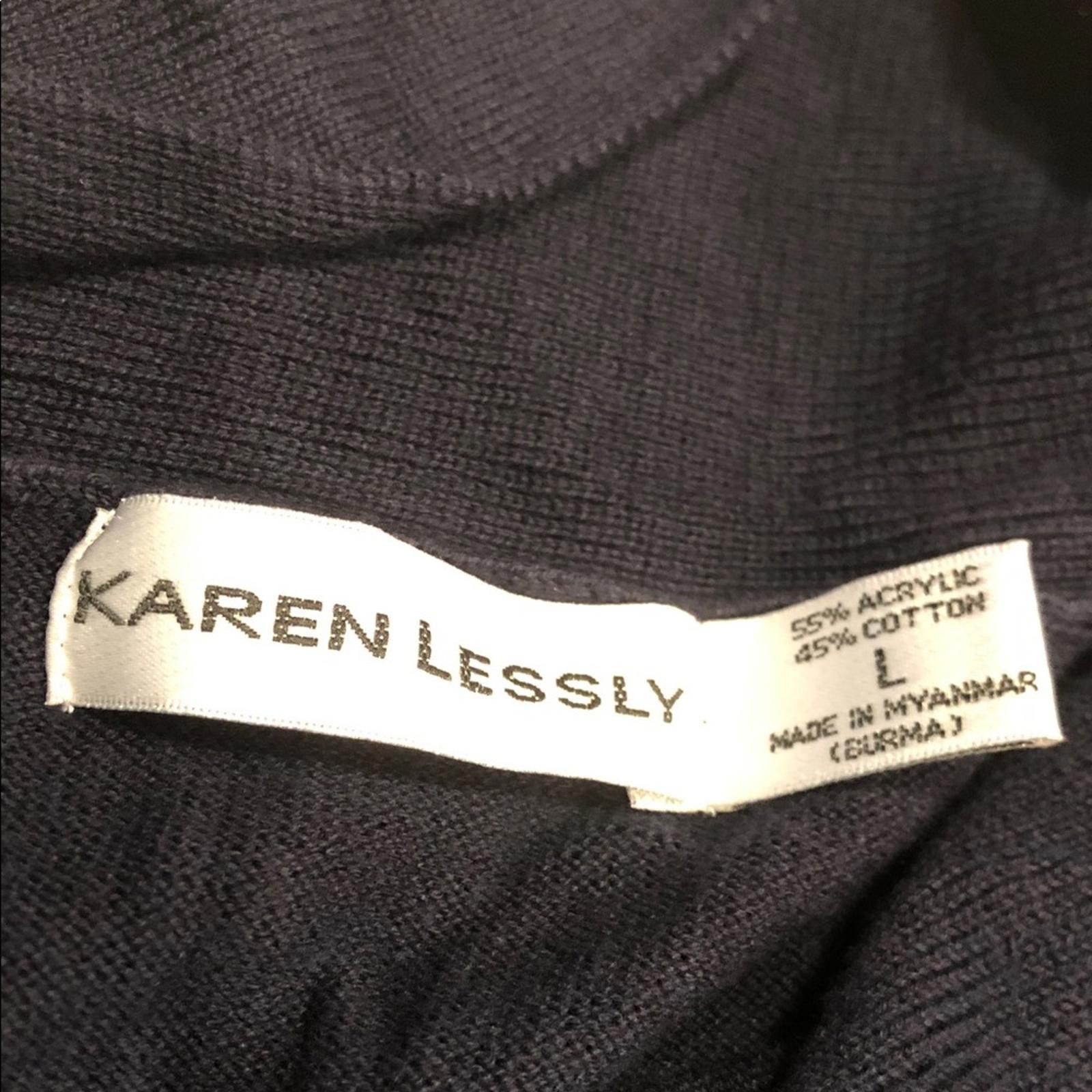 Other Karen Lessly Navy Crop Sweater v neck bow cotton blend SZ L Size L / US 10 / IT 46 - 4 Thumbnail