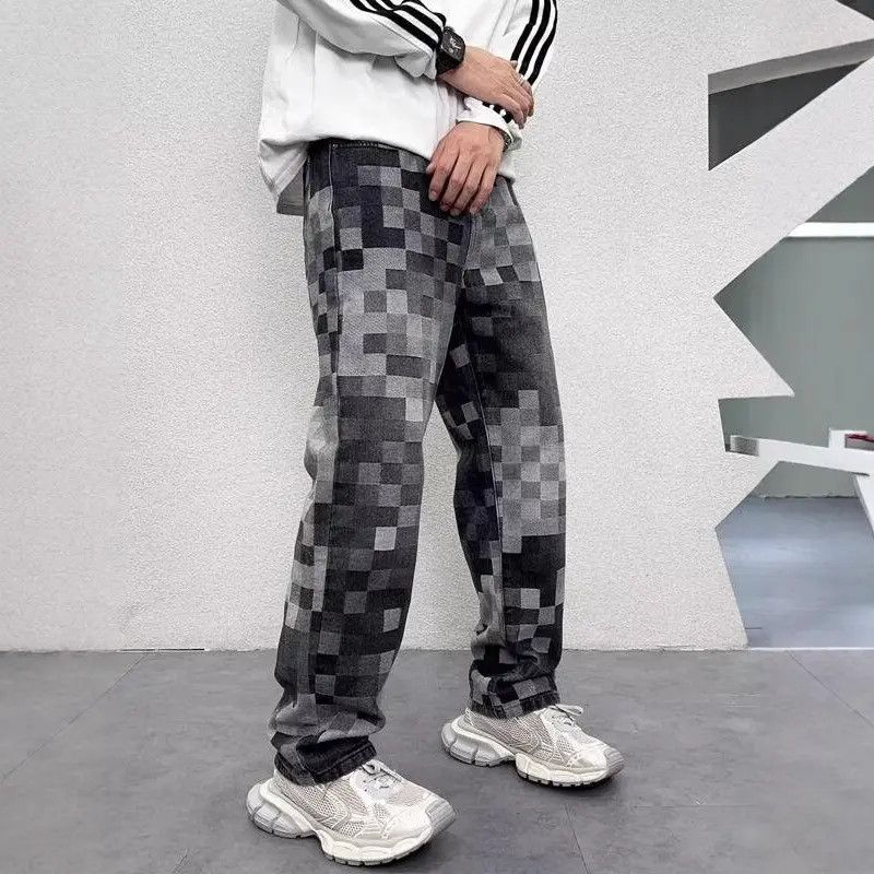Retro loose printed casual jeans