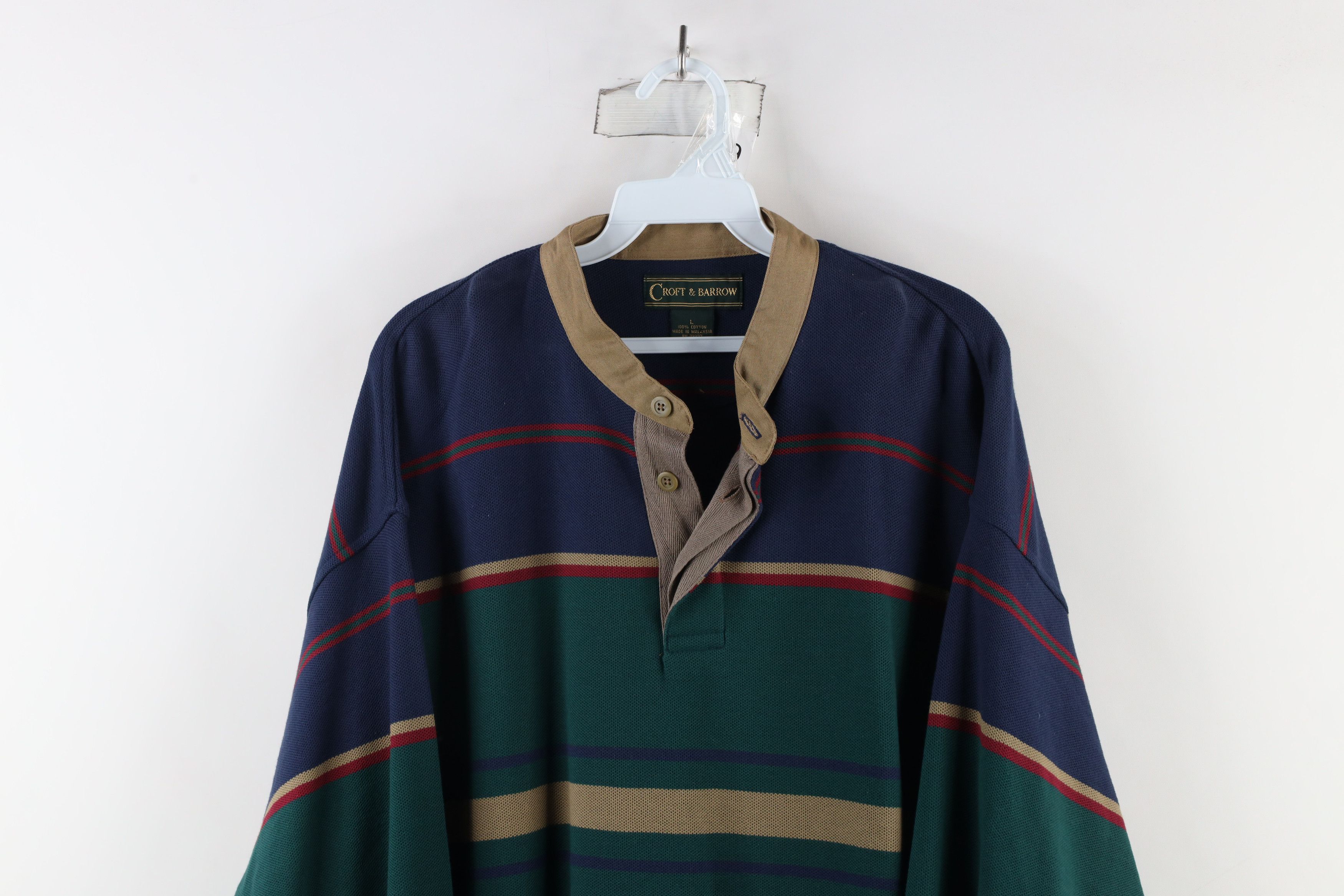 Vintage Vintage 90s Streetwear Striped Long Sleeve Henley T-Shirt Size US L / EU 52-54 / 3 - 2 Thumbnail