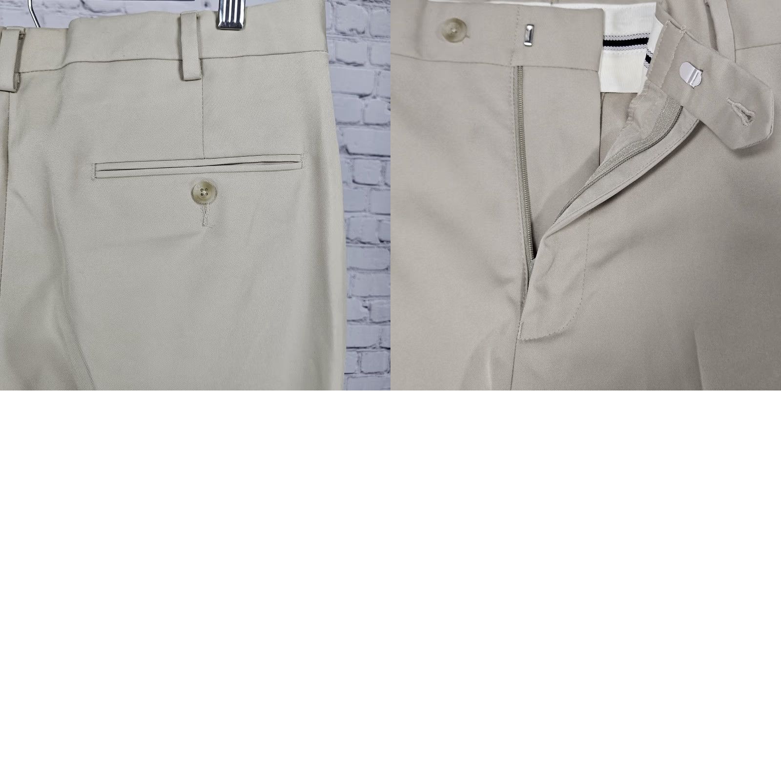 Jos. A. Bank Jos A Bank Beige Traveler Tailored Fit Flat Front Straight Leg Dress Pants 32x30 Size US 32 / EU 48 - 9 Thumbnail