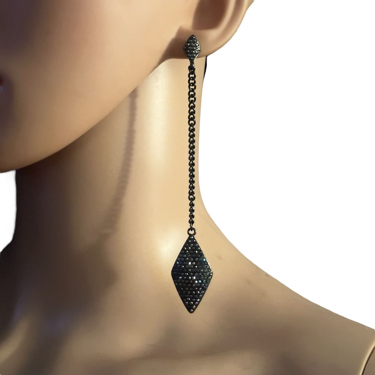Guess Guess dark silver rhinestone long chain dangle earrings Size ONE SIZE - 3 Thumbnail