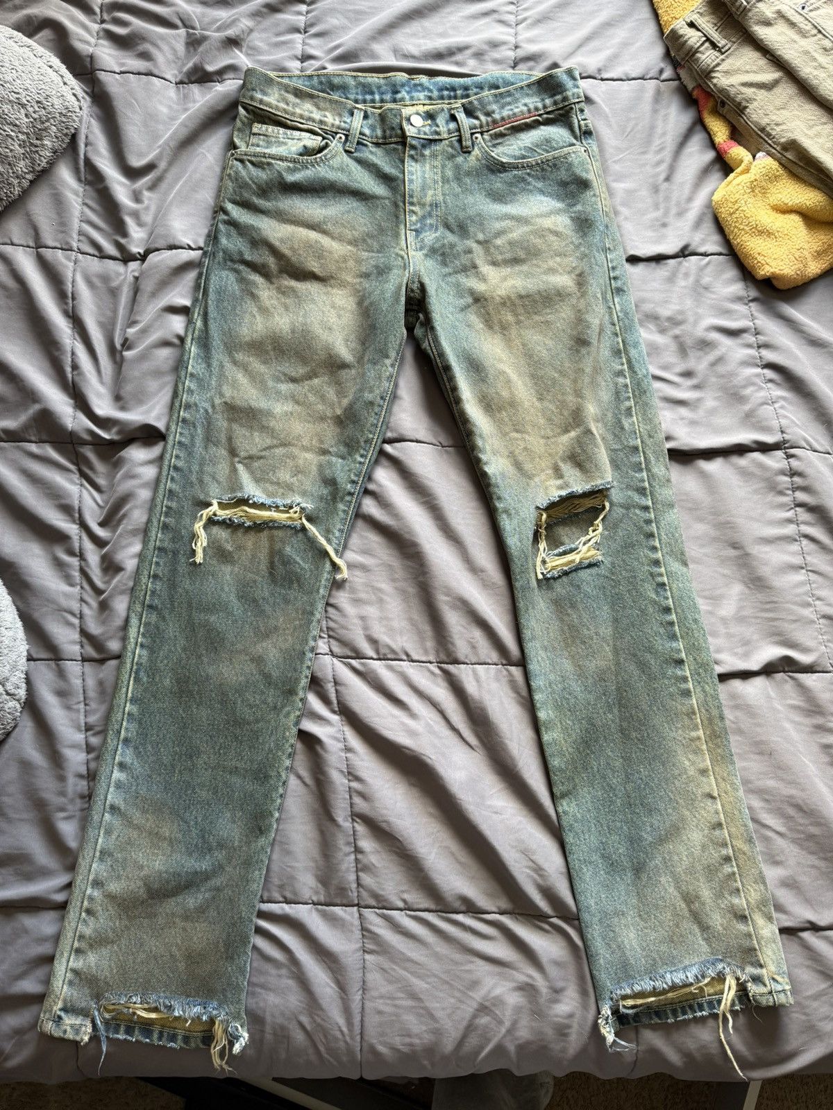 MOOJIMOOJIUS Mooji dark blue/tan denim Size US 32 / EU 48 - 1 Thumbnail