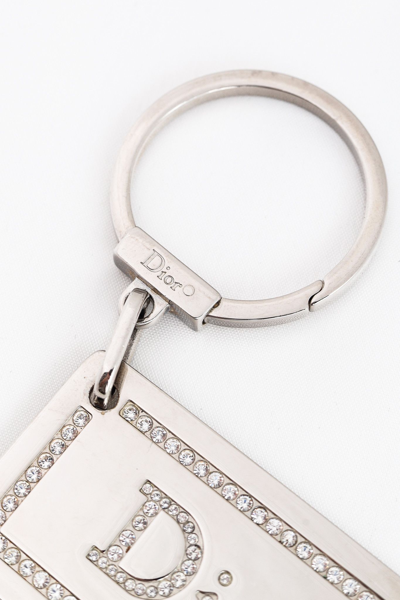 Dior Dior Silver-Tone Rhinestone Logo Plaque Keychain Size ONE SIZE - 4 Thumbnail