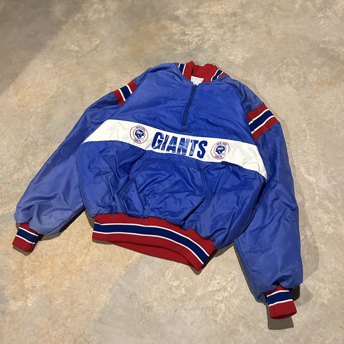 NFL × Vintage Crazy Vintage 90s New York Giants Nylon Zip Pullover Jacket Size US XL / EU 56 / 4 - 2 Thumbnail