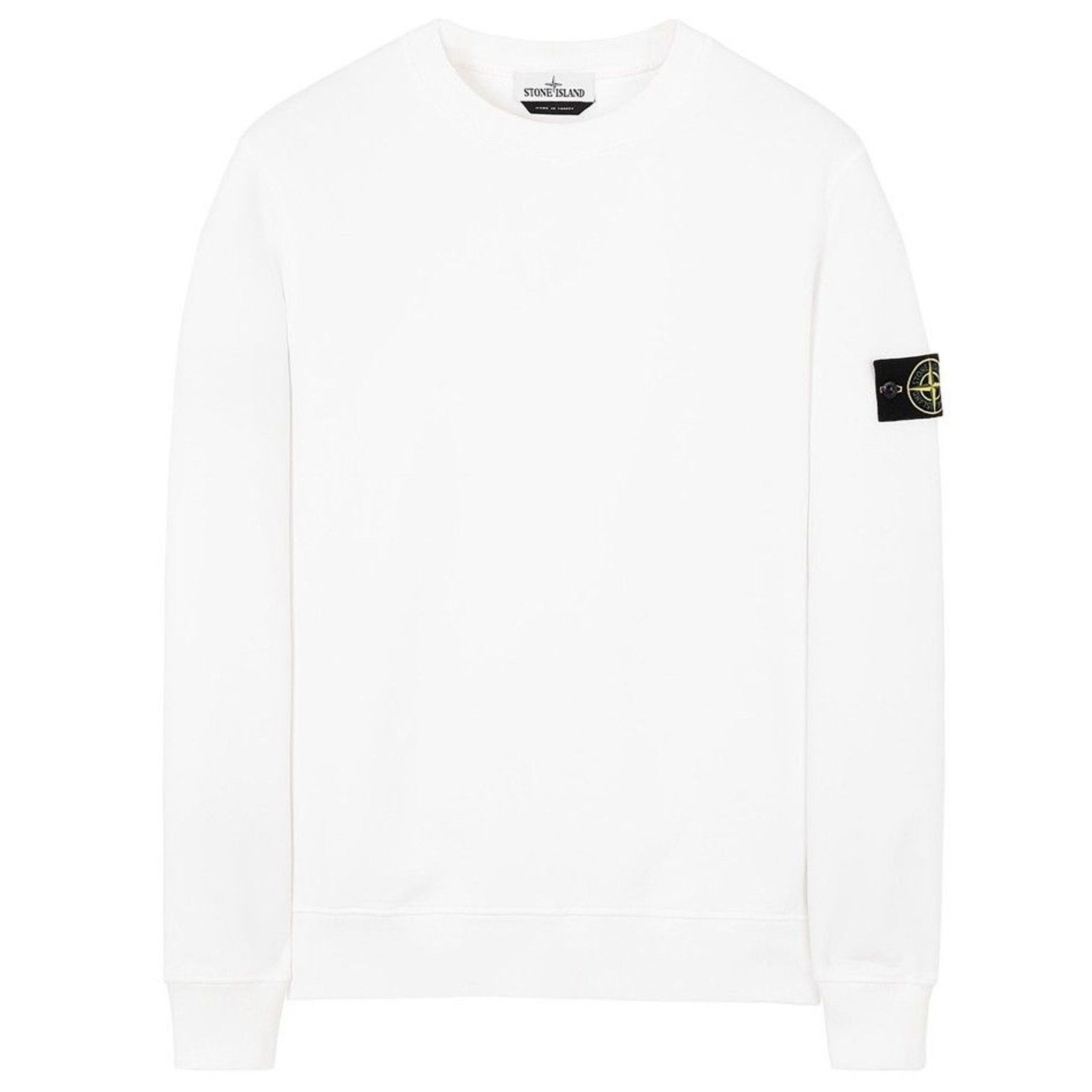 Stone Island White Badge Logo Cotton Crewneck Sweatshirt