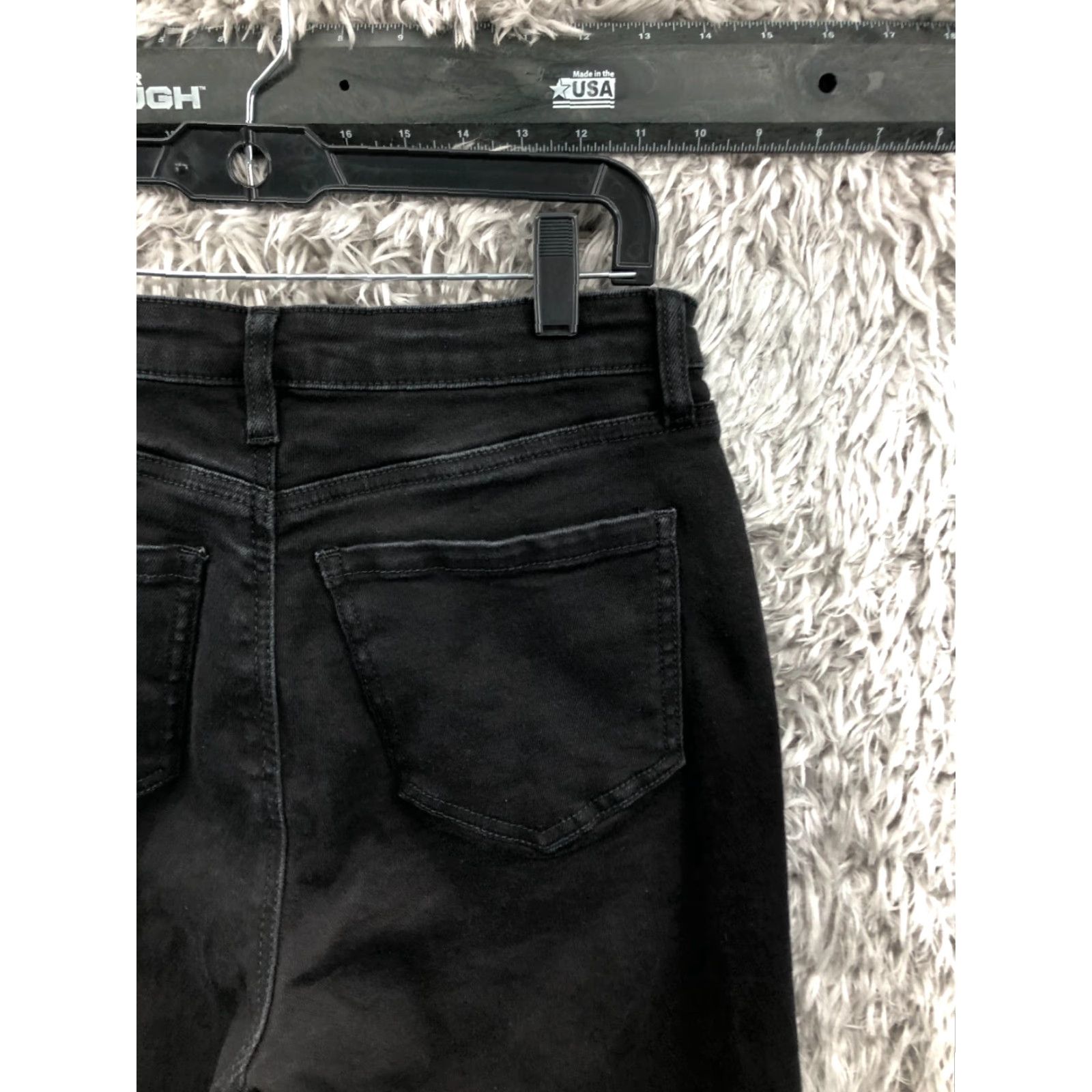 Vintage Wax Jean High Rise Skinny Jeans Juniors 9 Black Dark Wash Denim 5-Pocket Belt Loops Cotton Cotton Blend Size 30" / US 8 / IT 44 - 6 Thumbnail