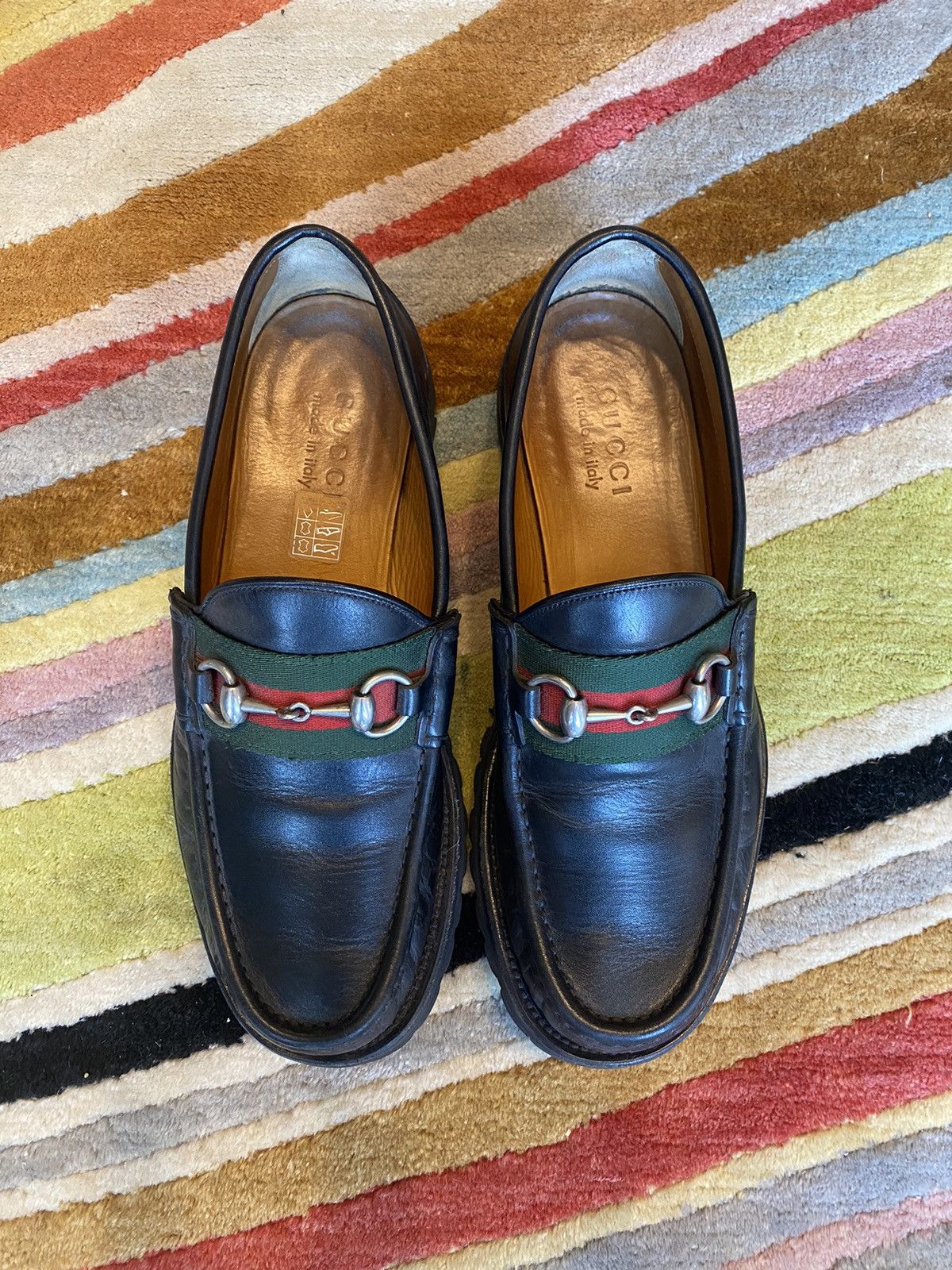 Gucci Gucci Horsebit Loafers with Red and Green Webbing  display picture 2