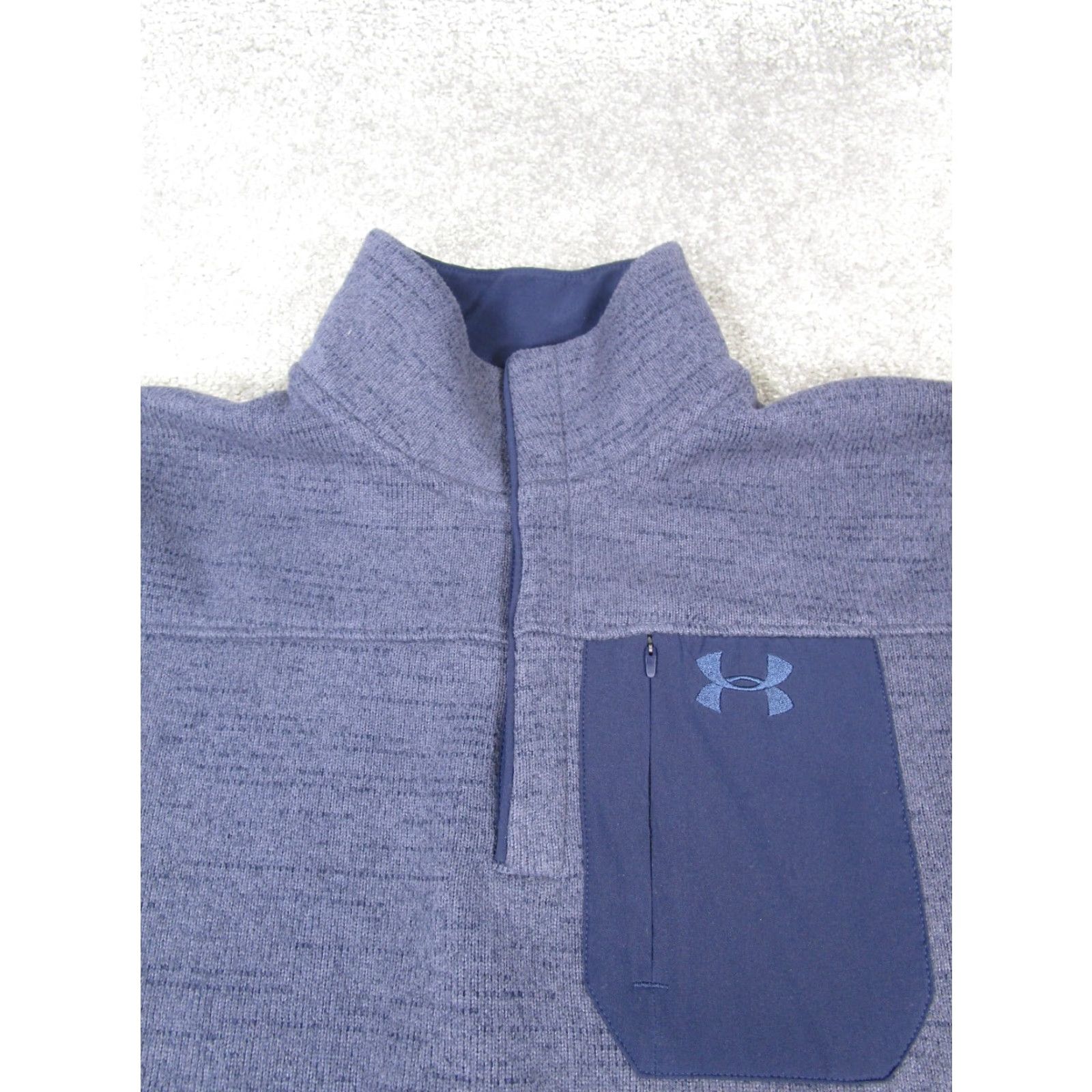 Under Armour Under Armour Jacket Mens Medium Blue Hiking Fleece Activewear Zip Stand-Up Collar Mens Size US M / EU 48-50 / 2 - 2 Thumbnail