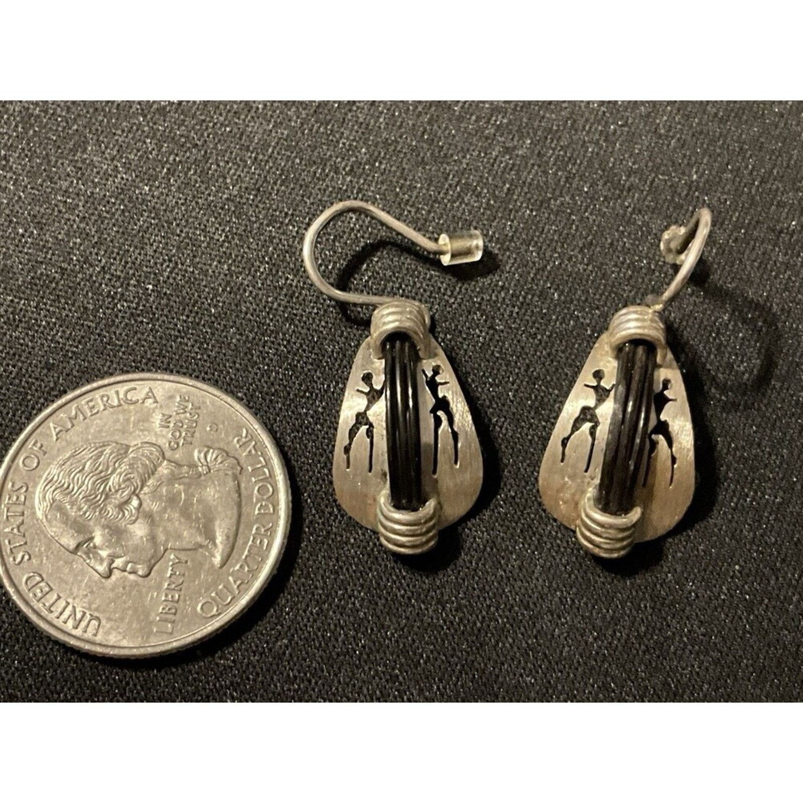 Other 925 Post Fish Hook Vintage Native Laser Leather Accent Size ONE SIZE - 3 Thumbnail