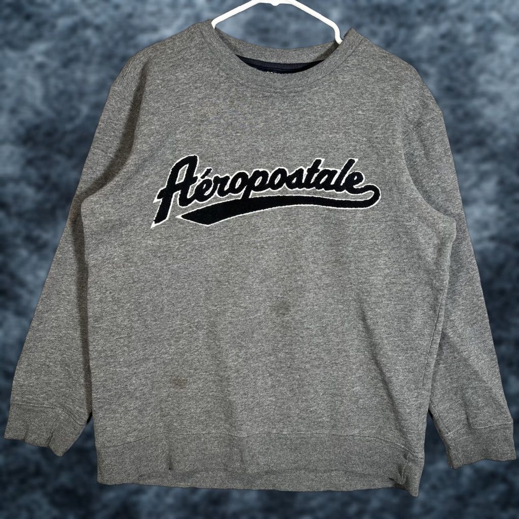Aeropostale A1 Aeropostale Sweater Men's Small Gray Pullover Crew Neck Cotton Blend Embroidered Sweatshirt Shirt Size US S / EU 44-46 / 1 - 1 Thumbnail