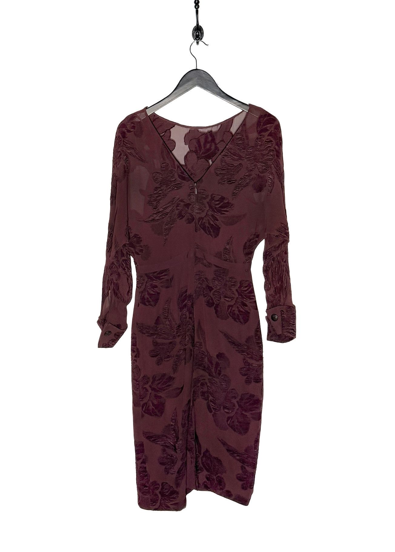 Gucci Gucci 2012 Runway Burgundy Sheer Floral Dress Size XS / US 0-2 / IT 36-38 - 3 Thumbnail