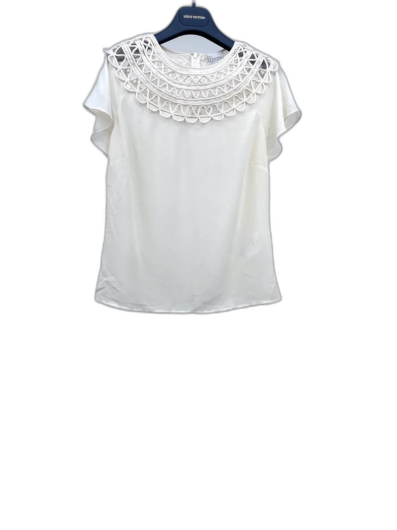 Valentino Lace Embellished Short Sleeve Top Size US L / EU 52-54 / 3 - 1 Thumbnail