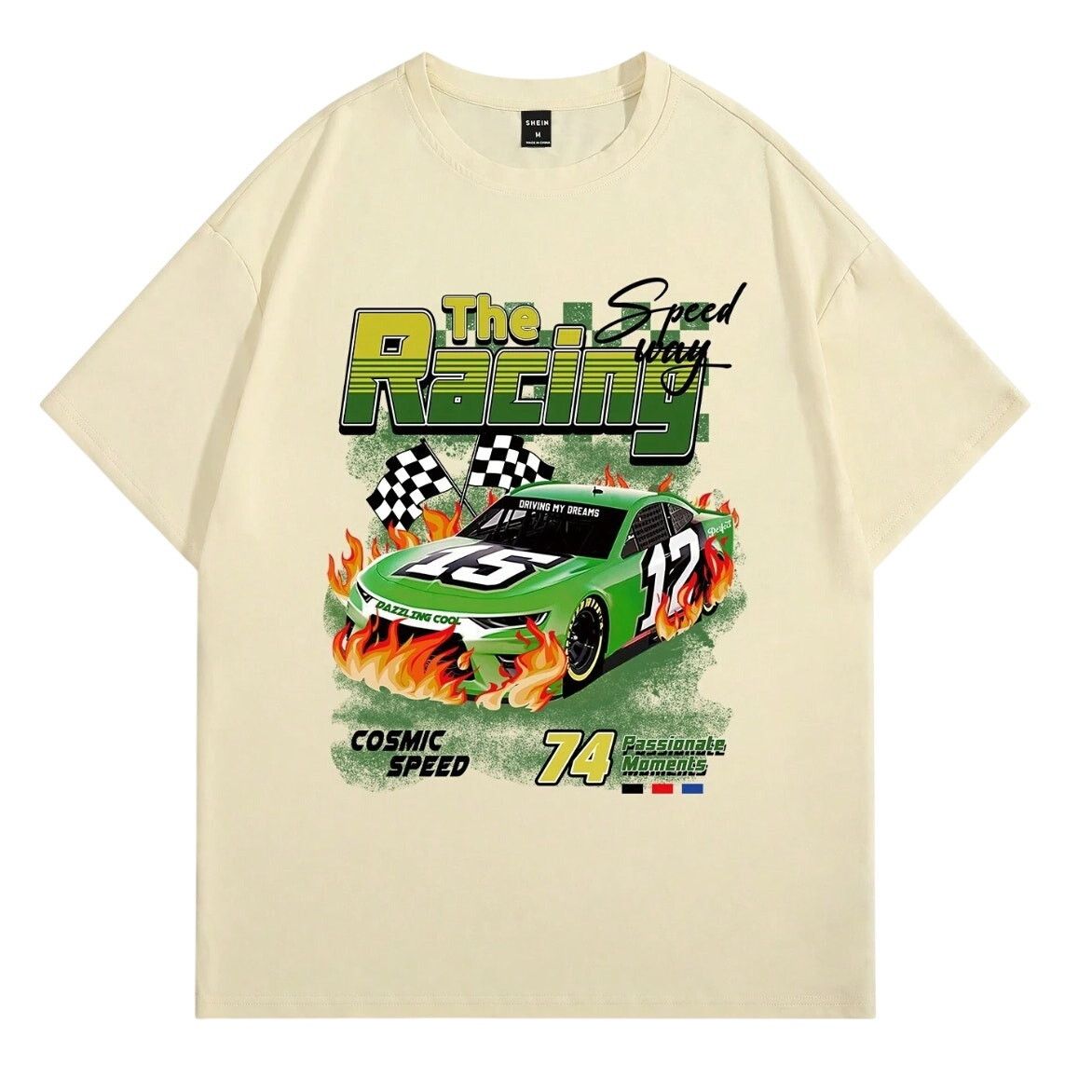 Shein Men's Racing Car Graphic Short Sleeve T-Shirt, Size L Size US L / EU 52-54 / 3 - 1 Preview