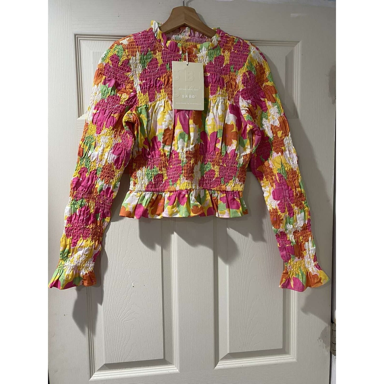 & Other Stories SABO Mica Shirred Women Top Multicolor Cotton Size L A003300 Size L / US 10 / IT 46 - 4 Thumbnail